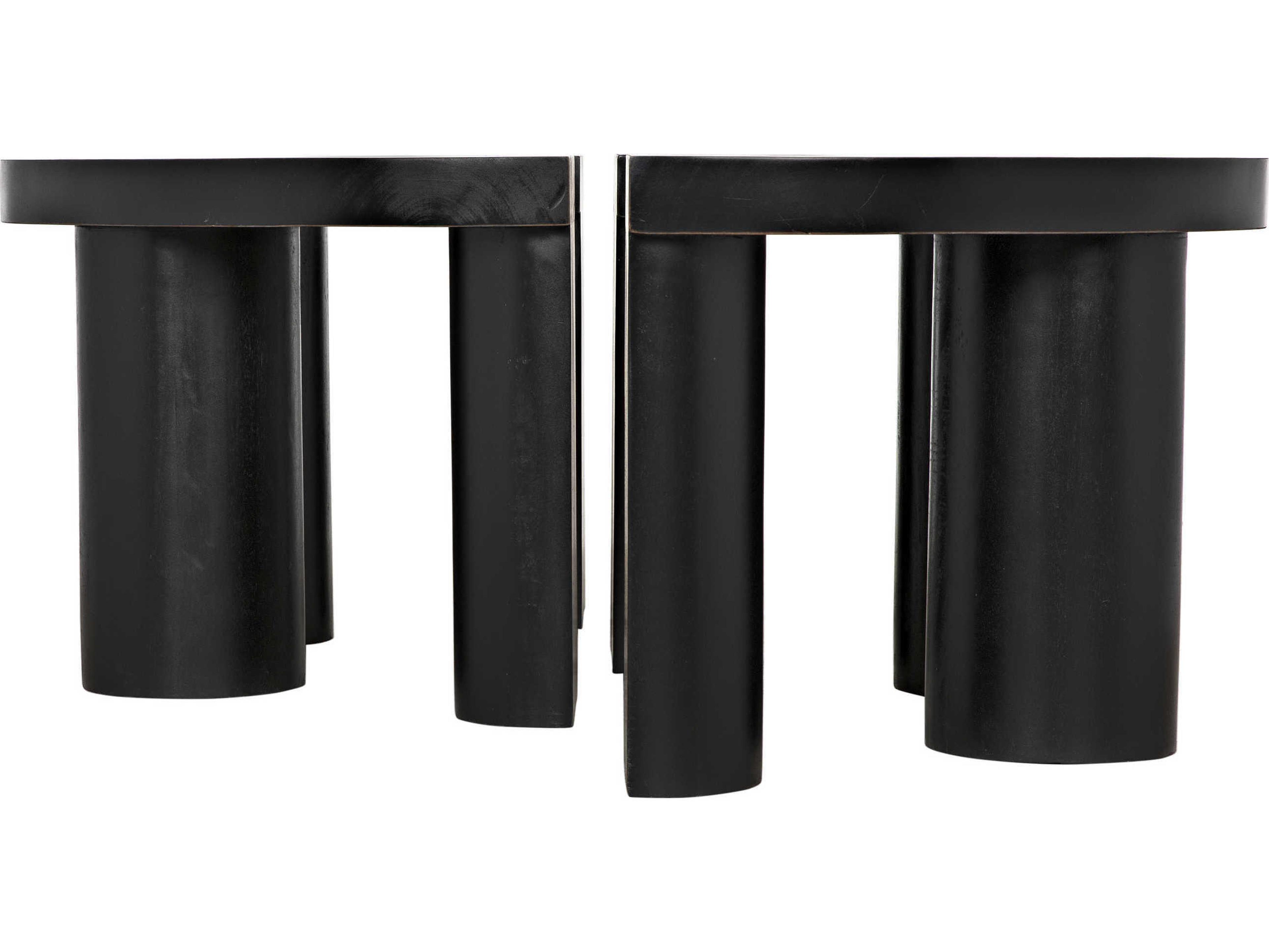 Noir Round Wood Hand Rubbed Black Coffee Table