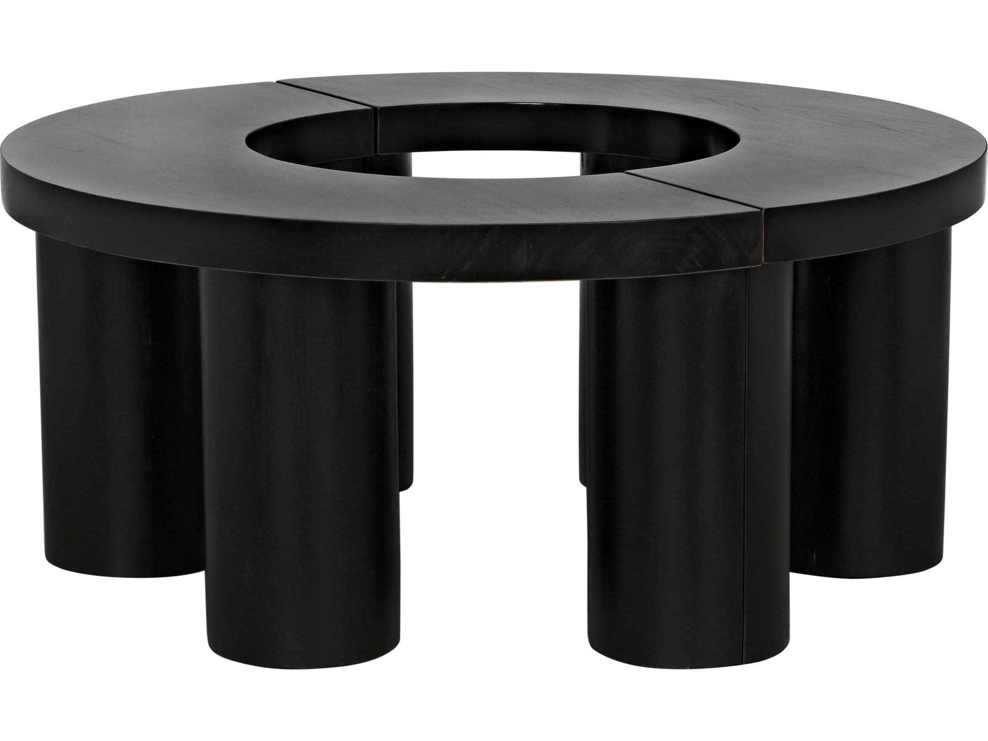 Noir Round Wood Hand Rubbed Black Coffee Table