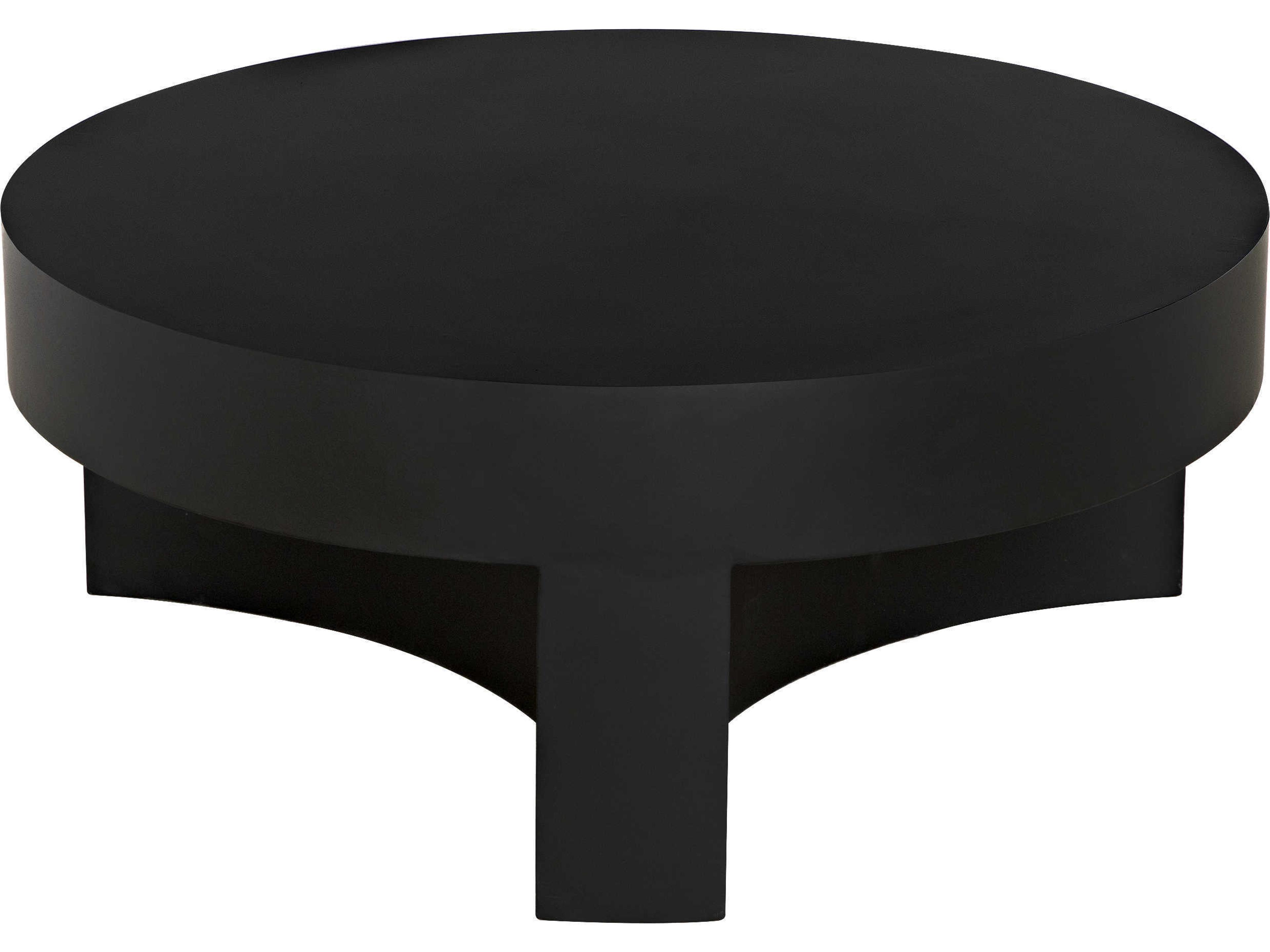 Noir Round Metal Matte Black Coffee Table