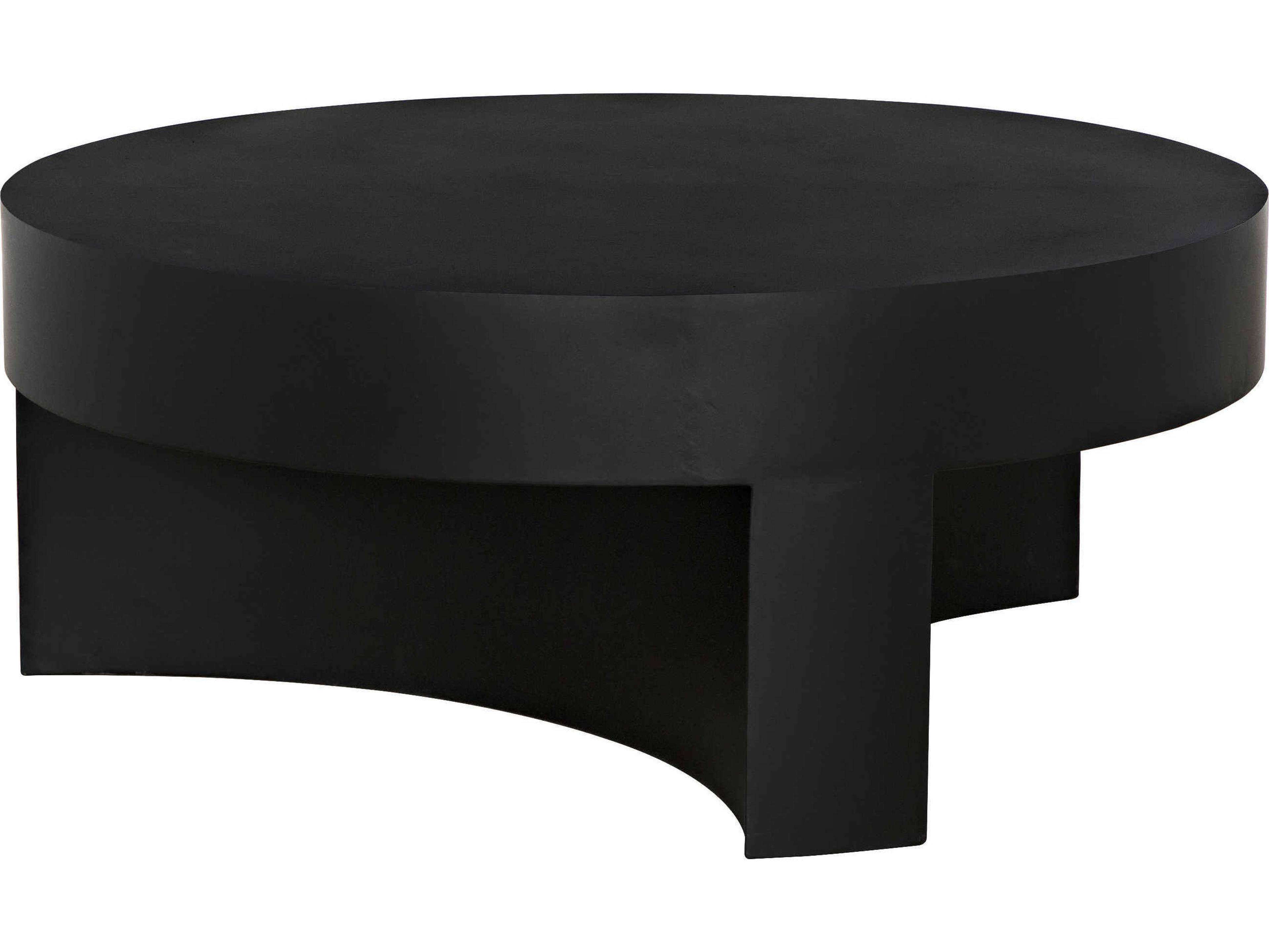 Noir Round Metal Matte Black Coffee Table