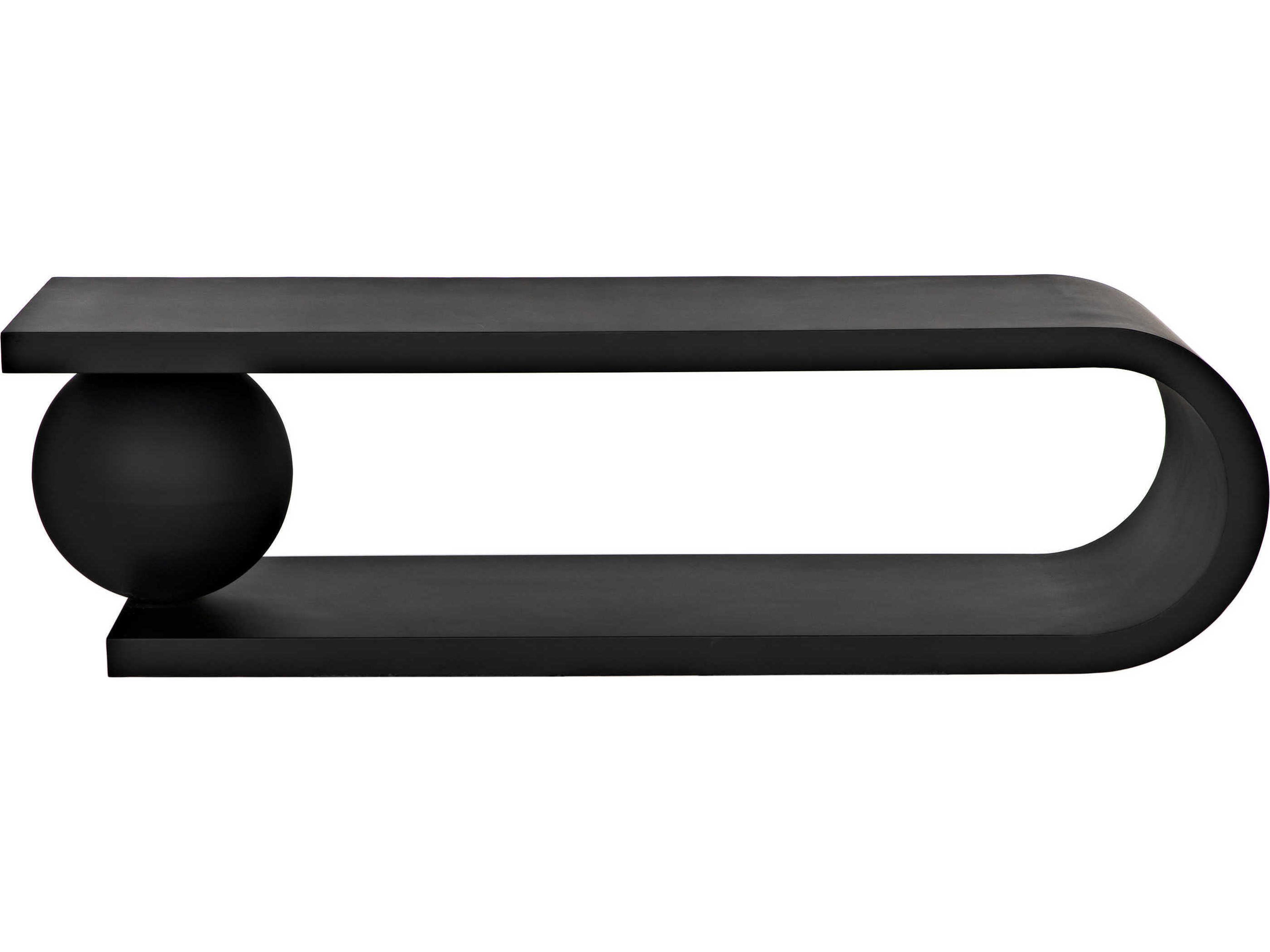 Noir Estelle Rectangular Metal Matte Black Coffee Table