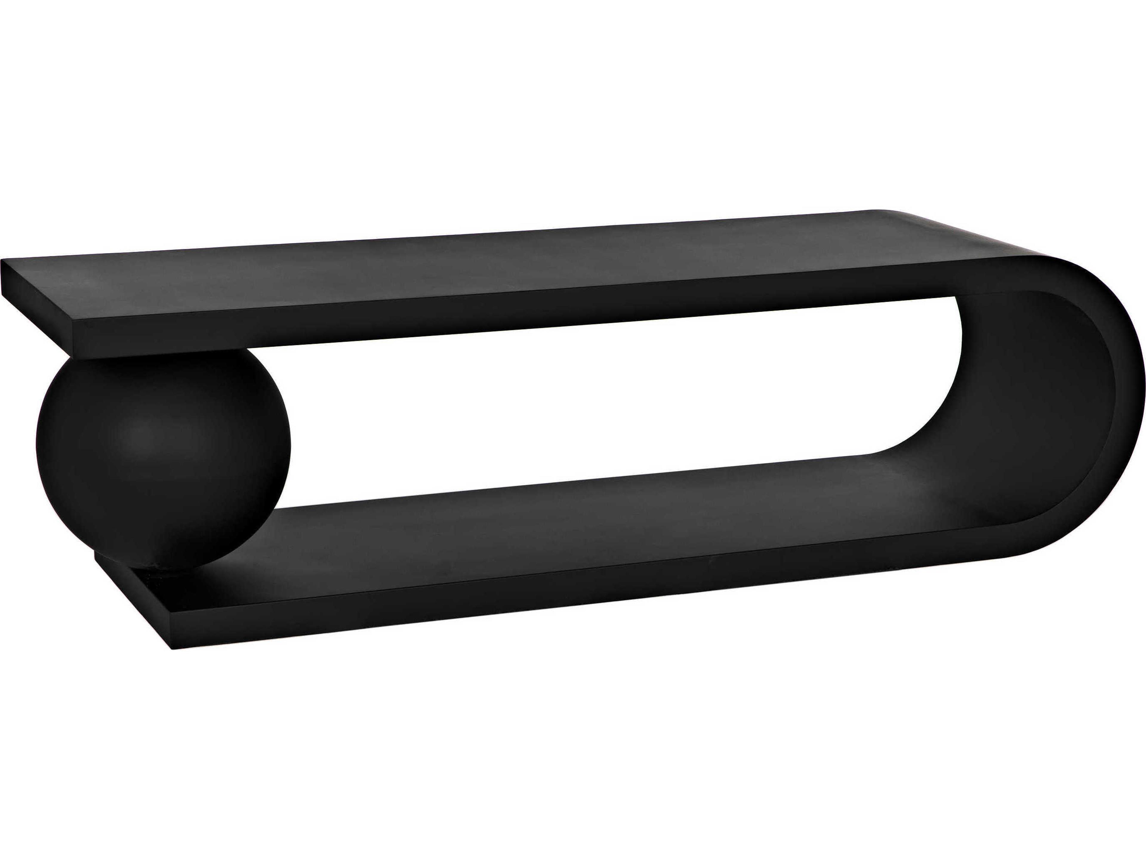 Noir Estelle Rectangular Metal Matte Black Coffee Table