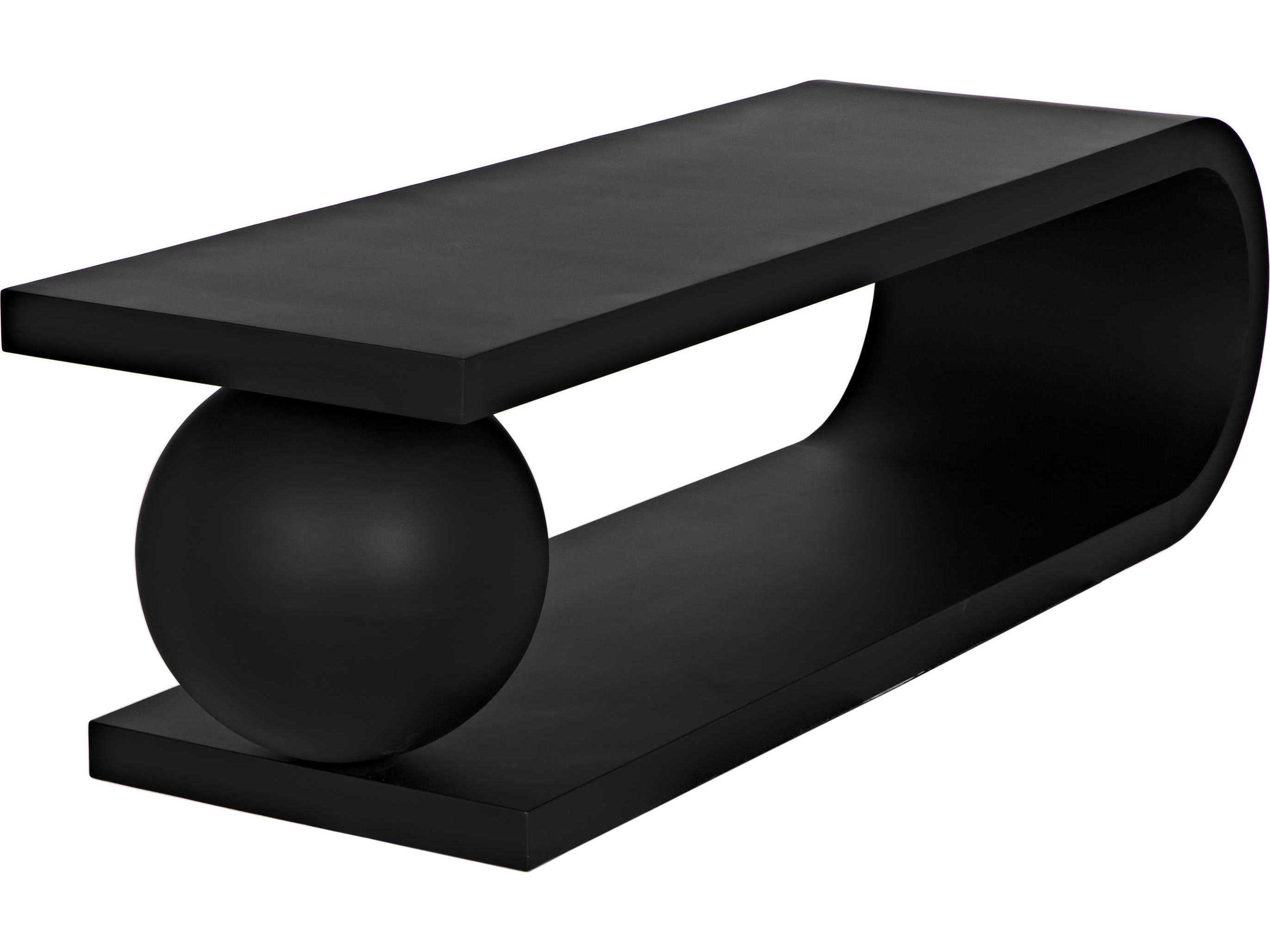 Noir Estelle Rectangular Metal Matte Black Coffee Table