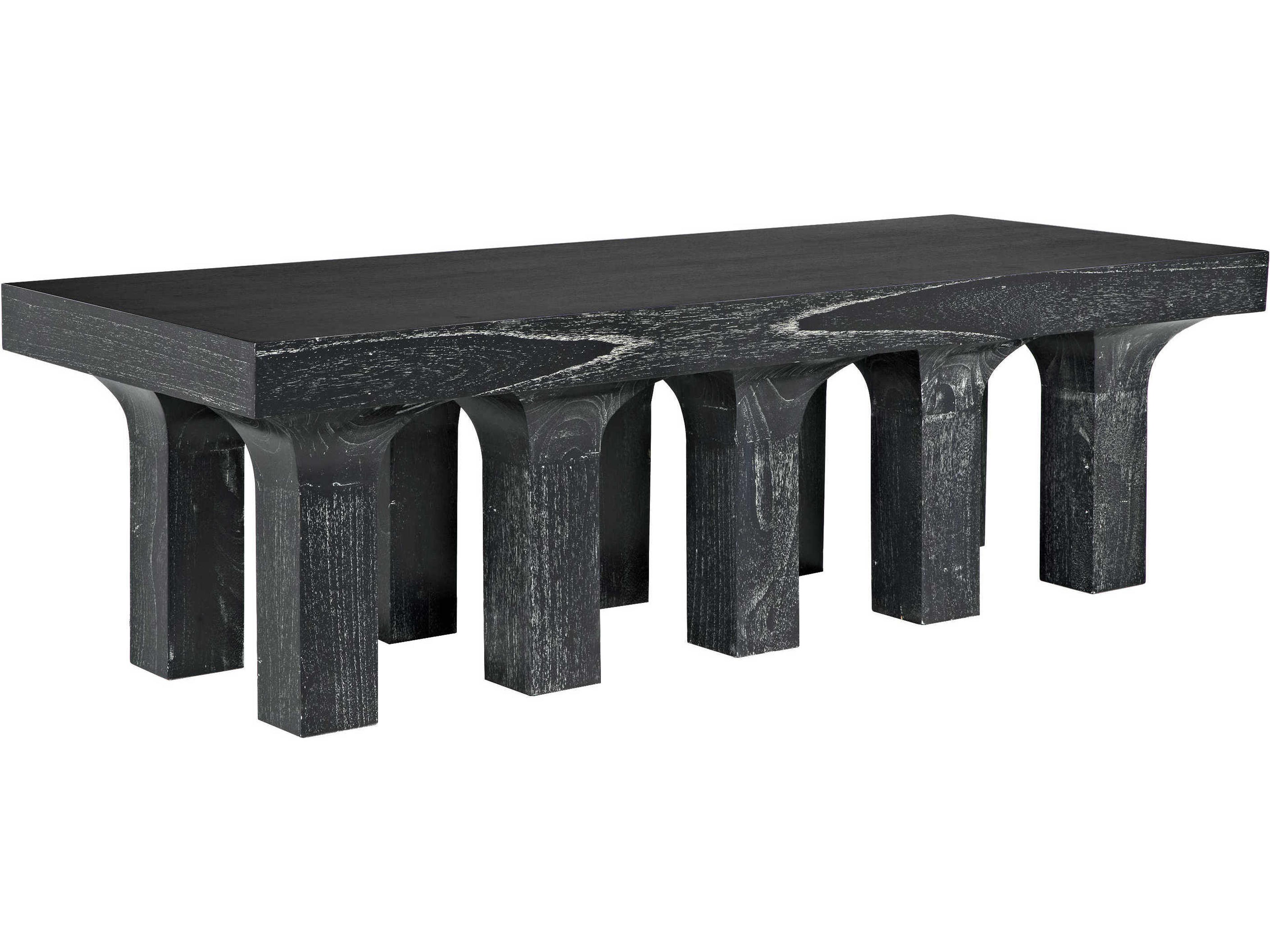 Noir Santos Rectangular Wood Cinder Black Coffee Table