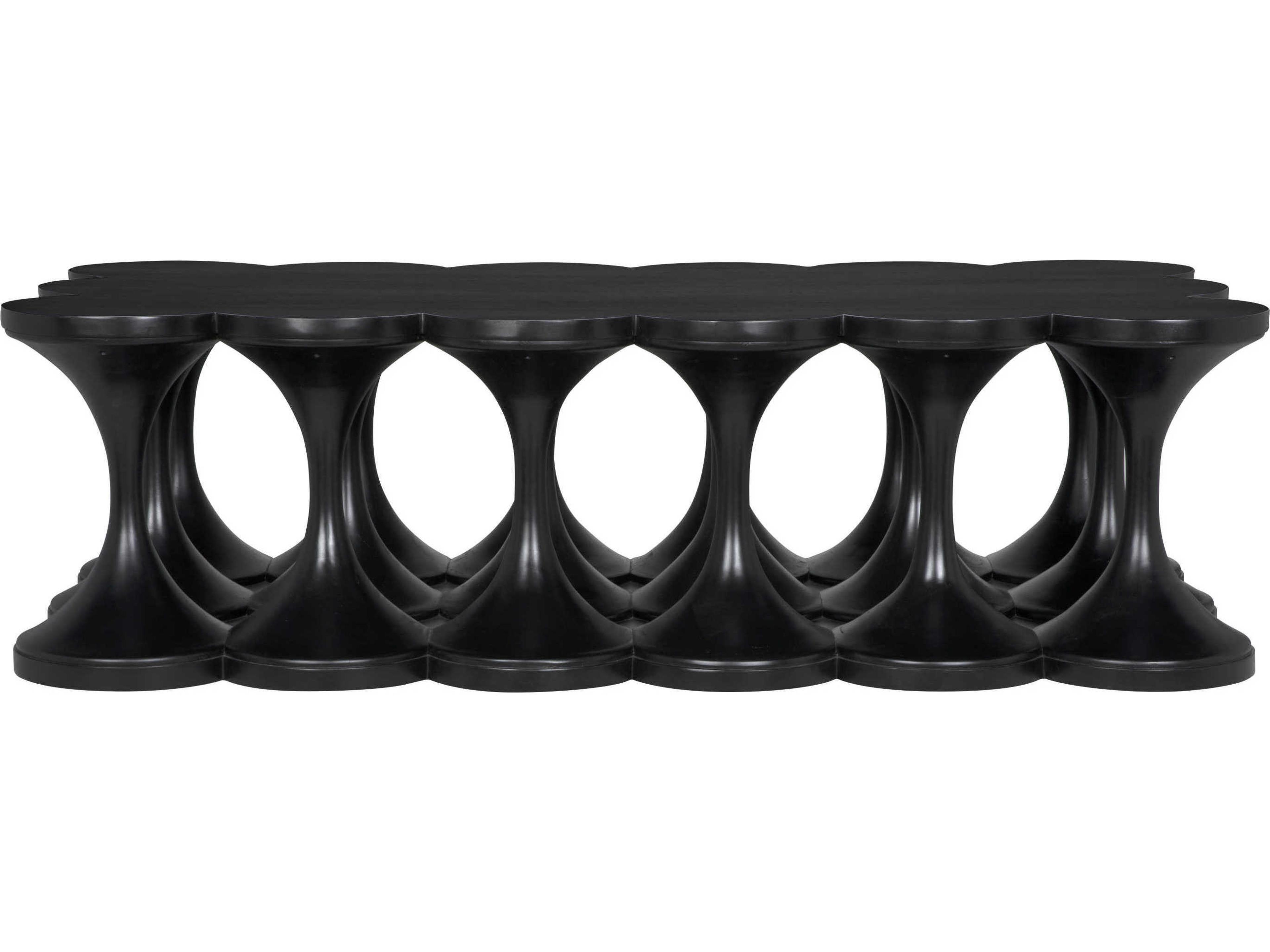 Noir Jericho Rectangular Wood Hand Rubbed Black Coffee Table