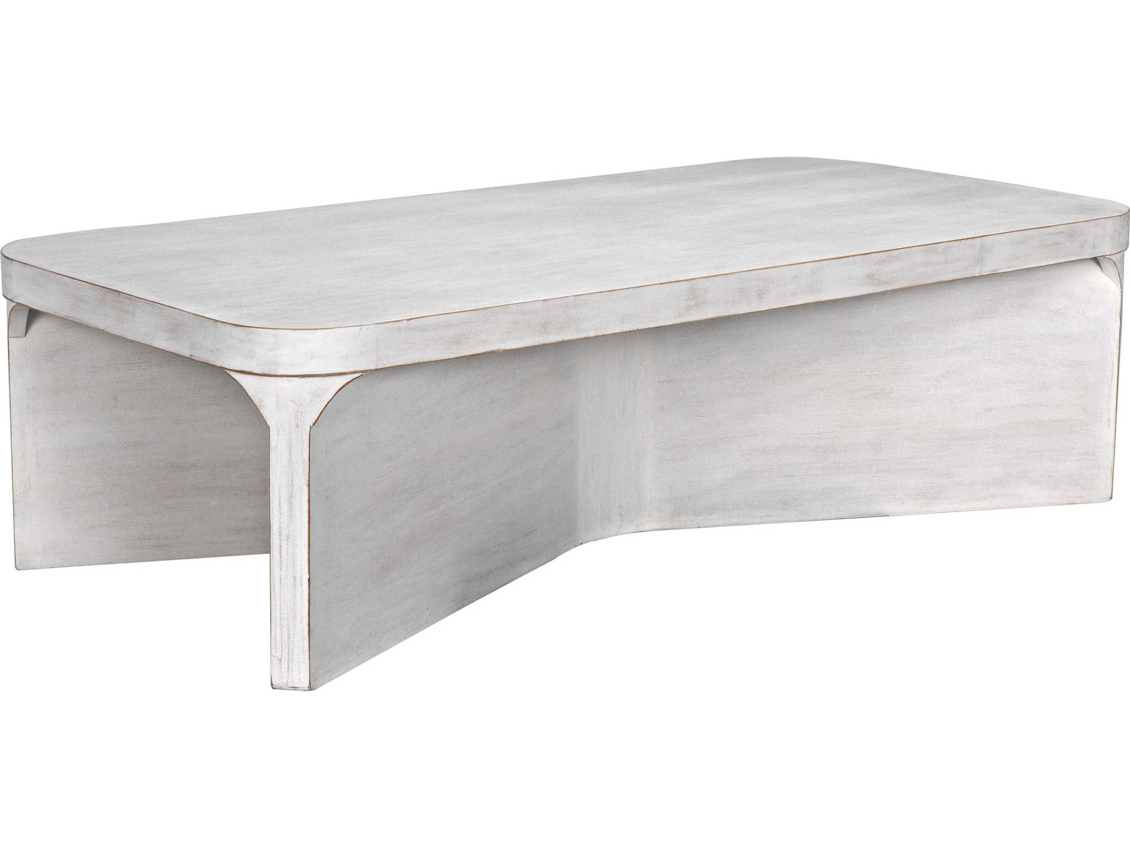 Noir Nova Rectangular Wood White Wash Coffee Table