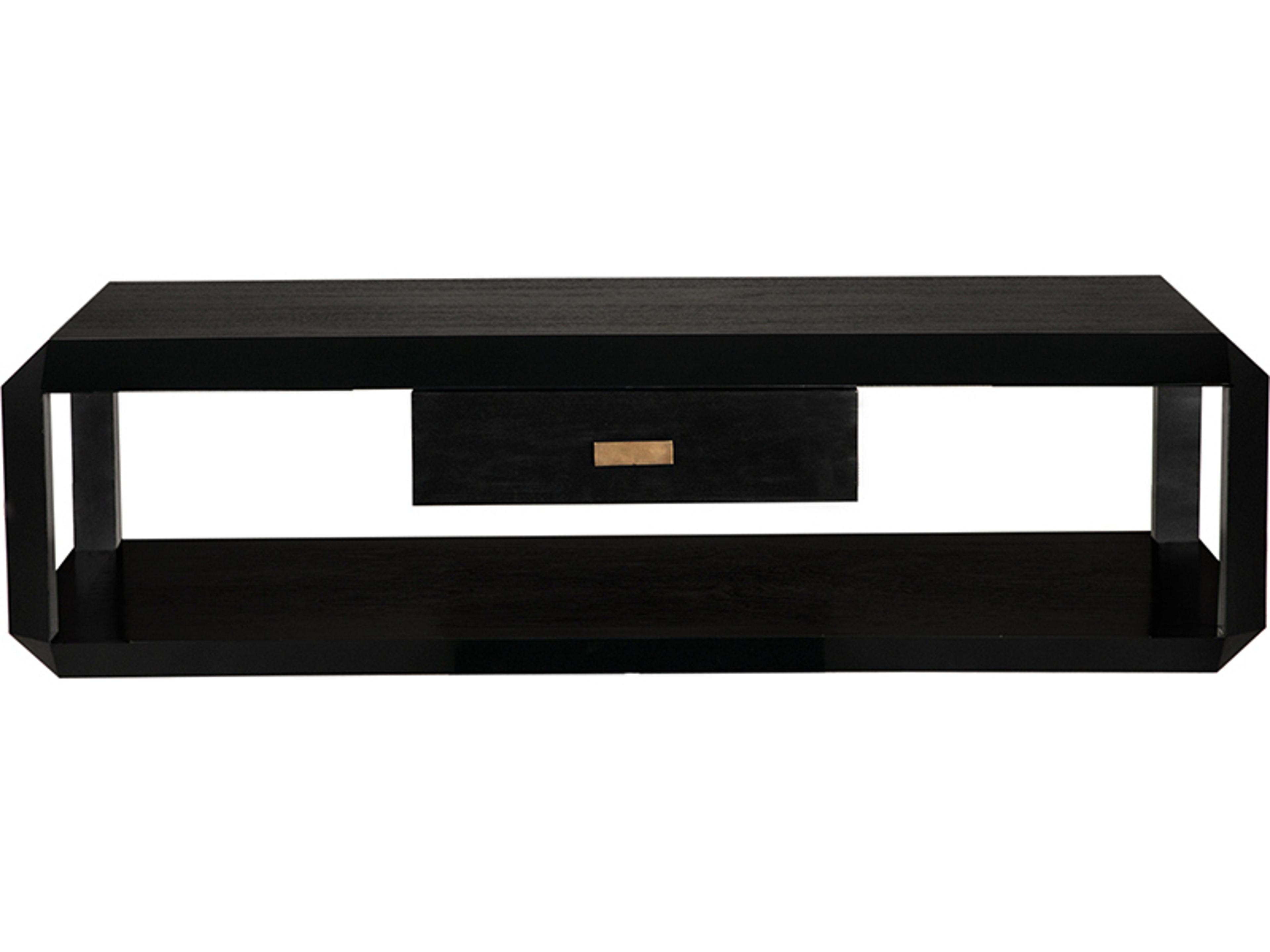 Noir Obtuse Rectangular Wood Hand Rubbed Black Coffee Table