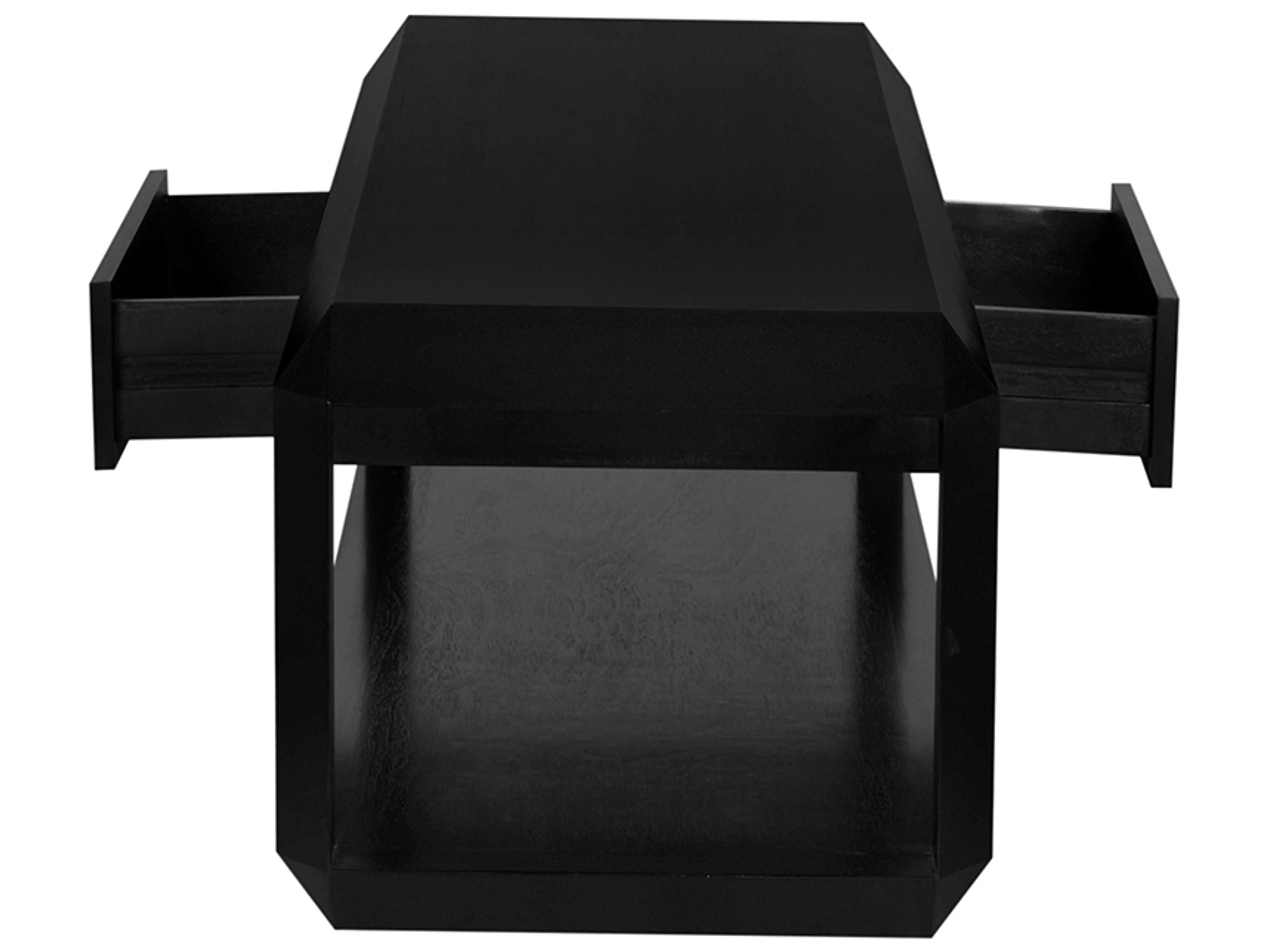 Noir Obtuse Rectangular Wood Hand Rubbed Black Coffee Table