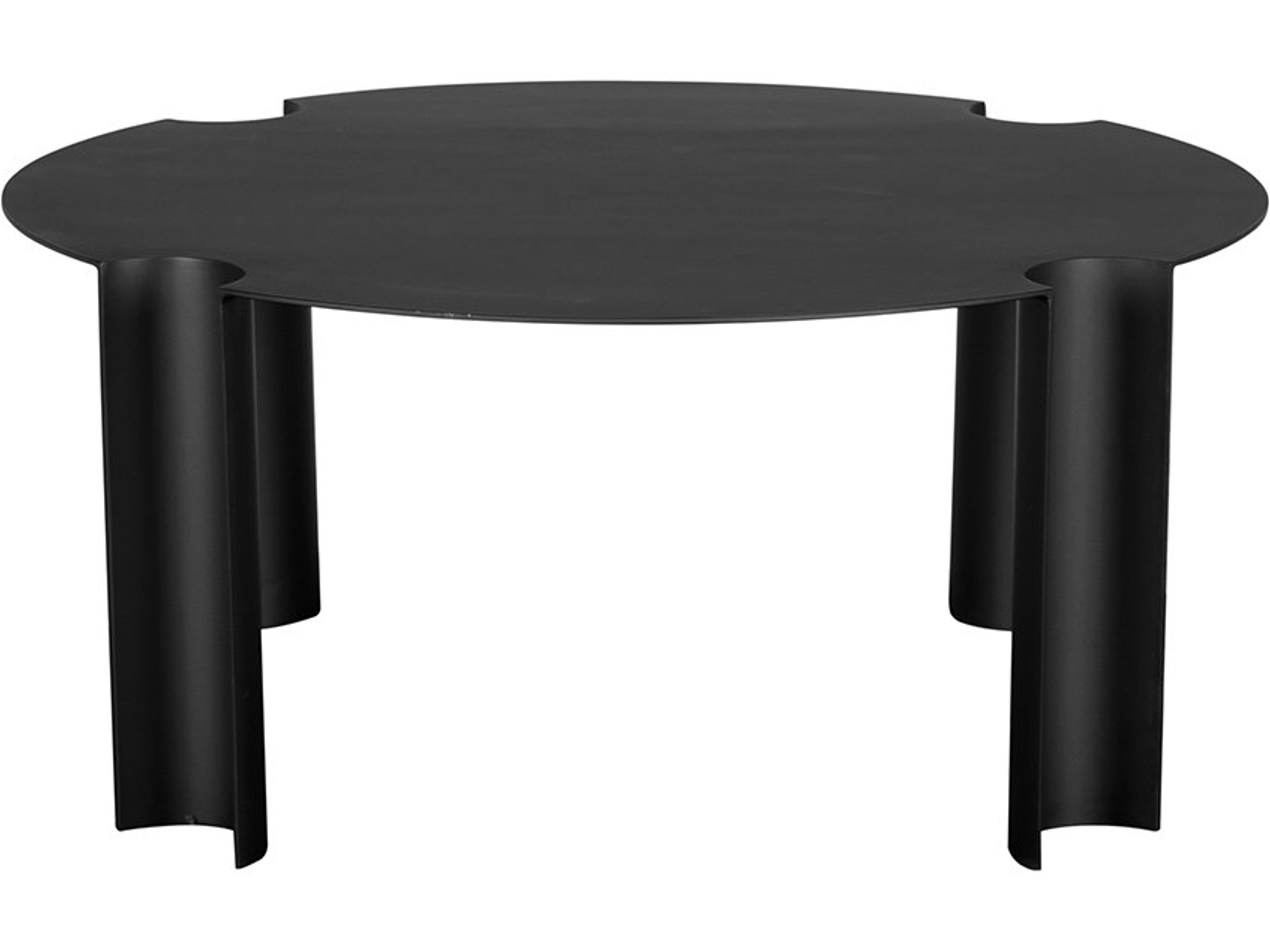 Noir Luca Round Metal Matte Black Coffee Table
