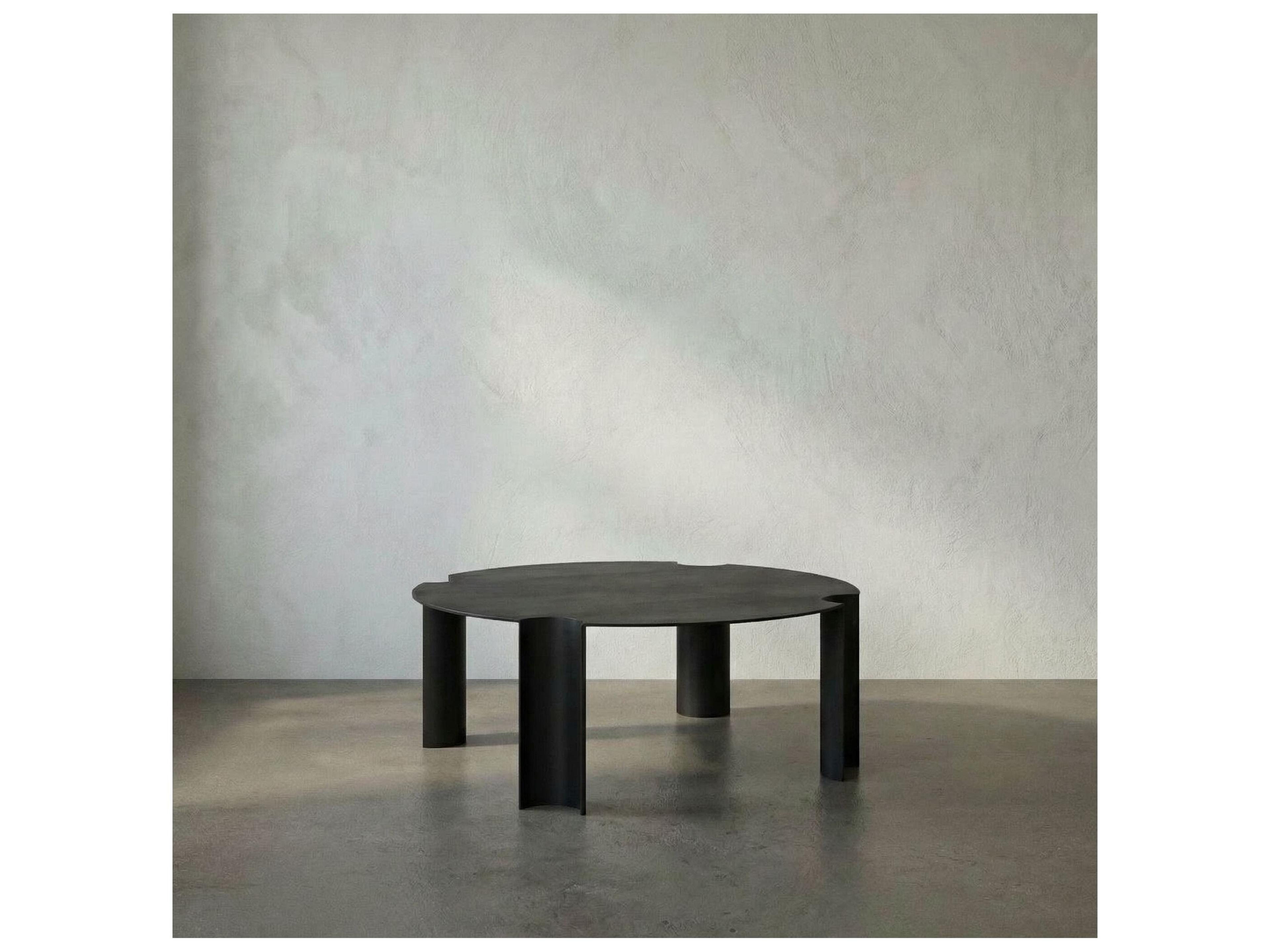 Noir Luca Round Metal Matte Black Coffee Table