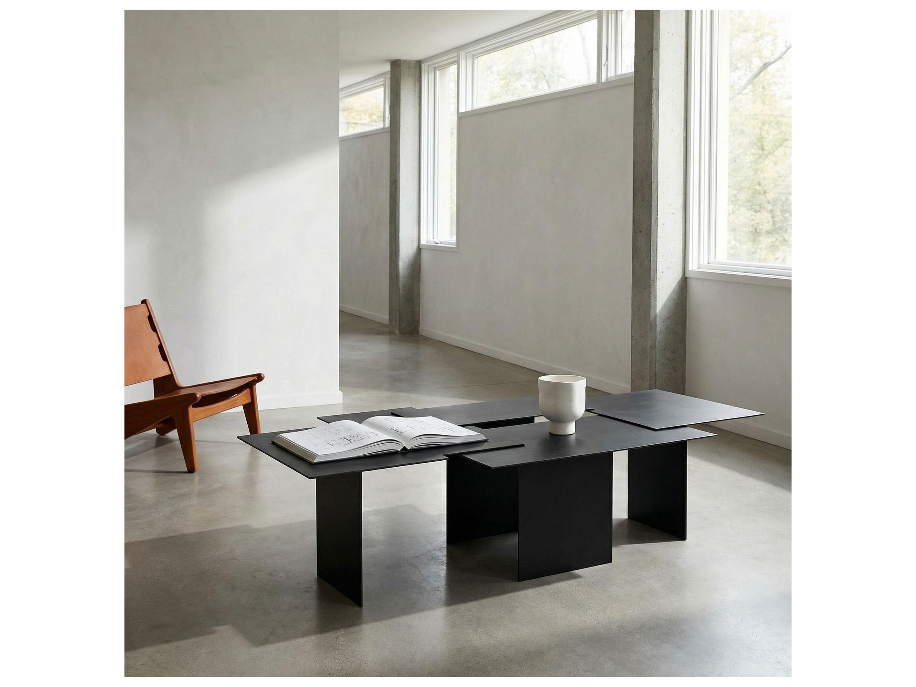 Noir Delphi Rectangular Matte Black Coffee Table