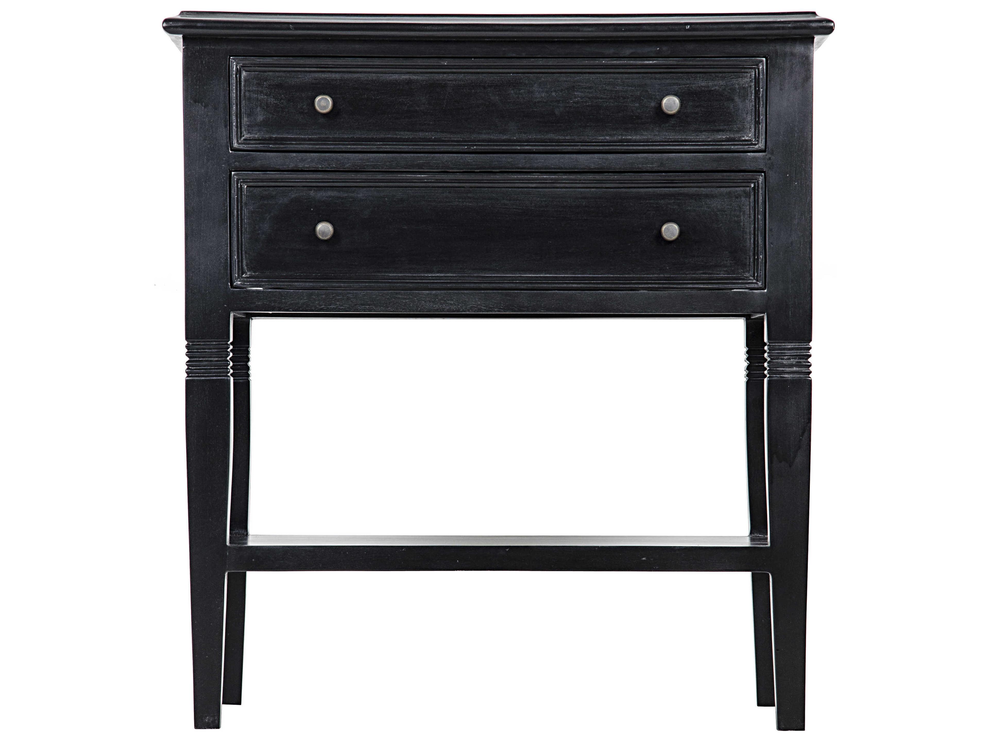 Noir Oxford 2-Drawers Mahogany Wood Nightstand