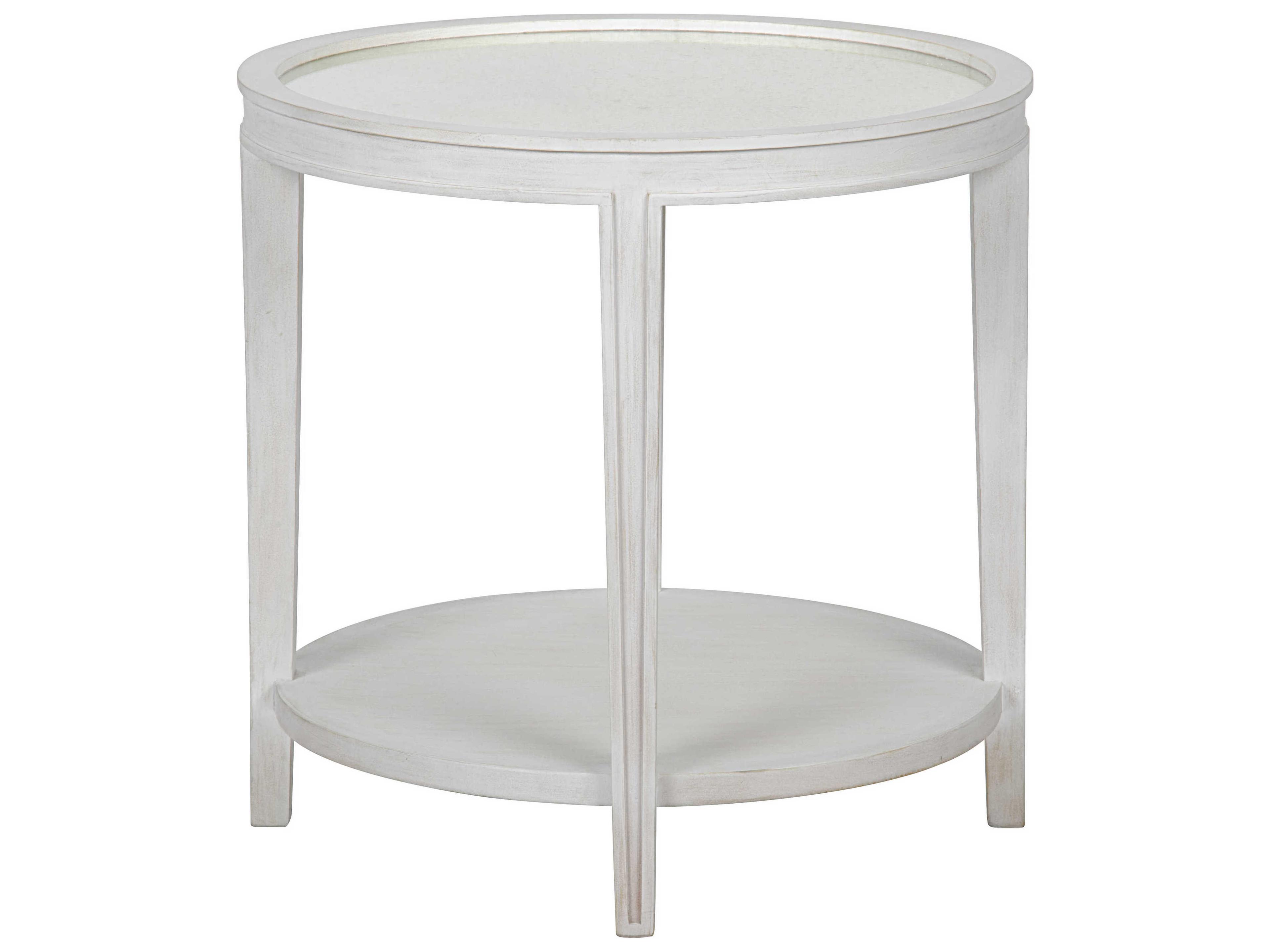 Noir Living Room Accents Round White Wash End Table