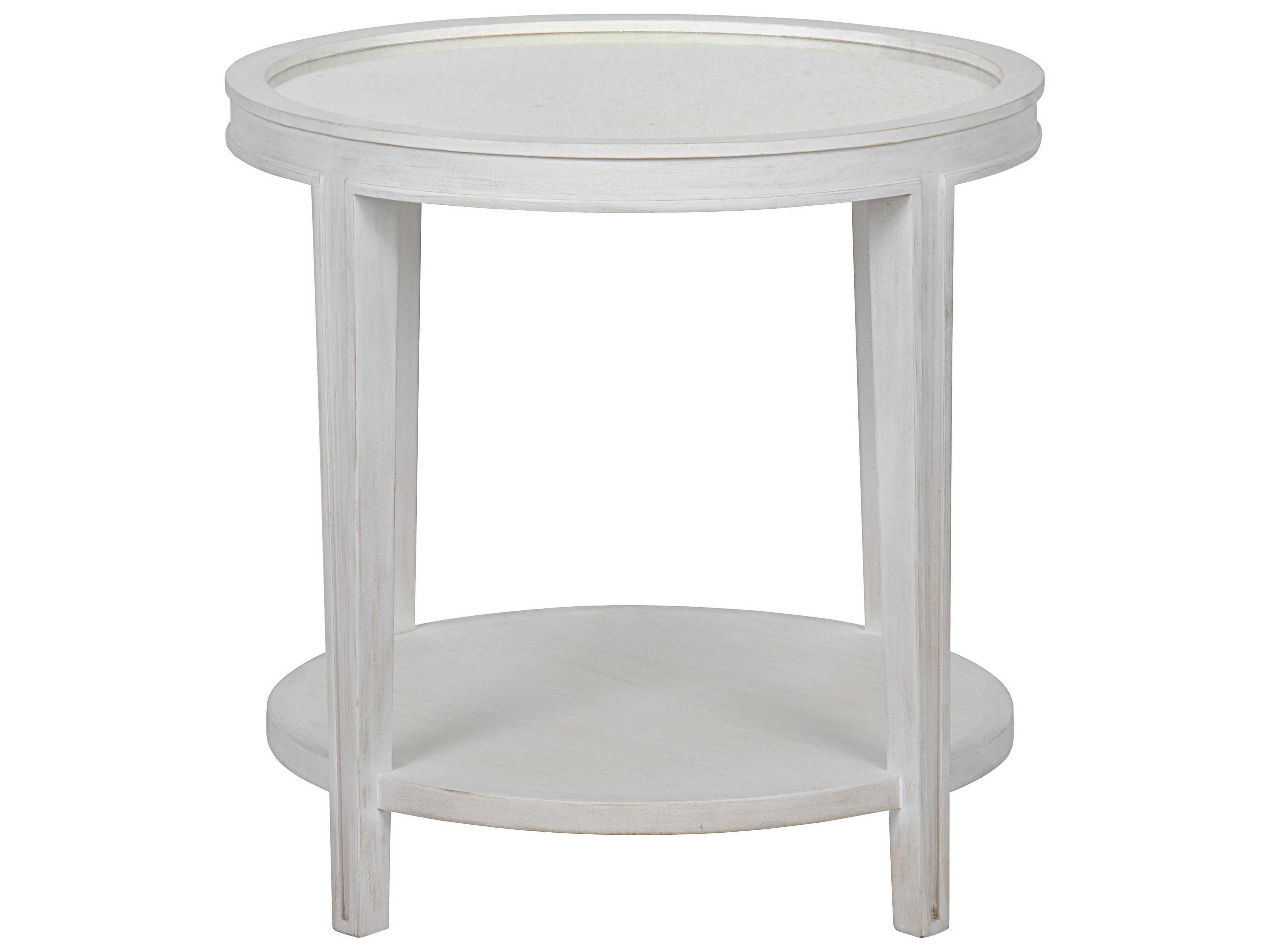 Noir Living Room Accents Round White Wash End Table