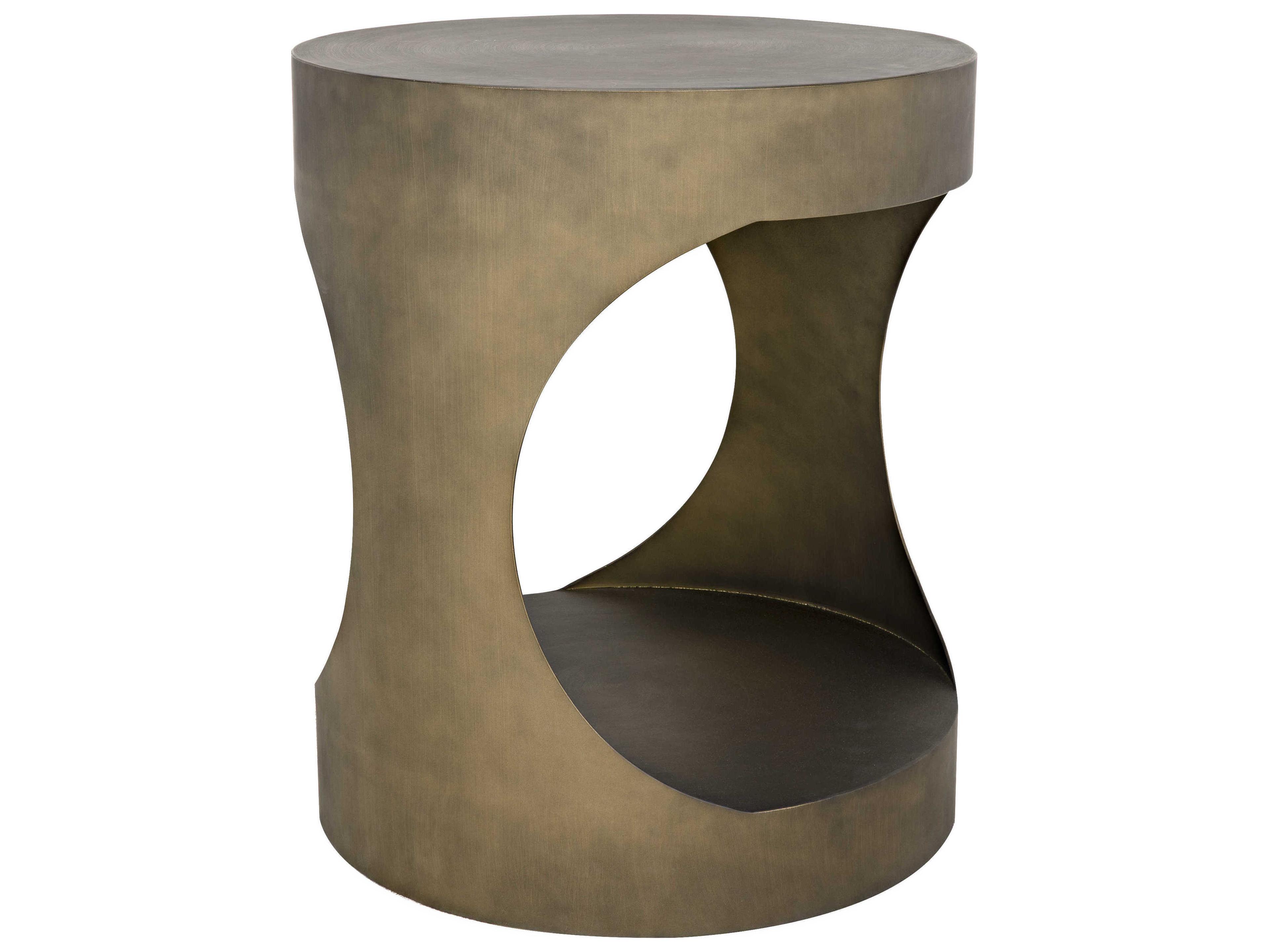 Noir Round Metal End Table
