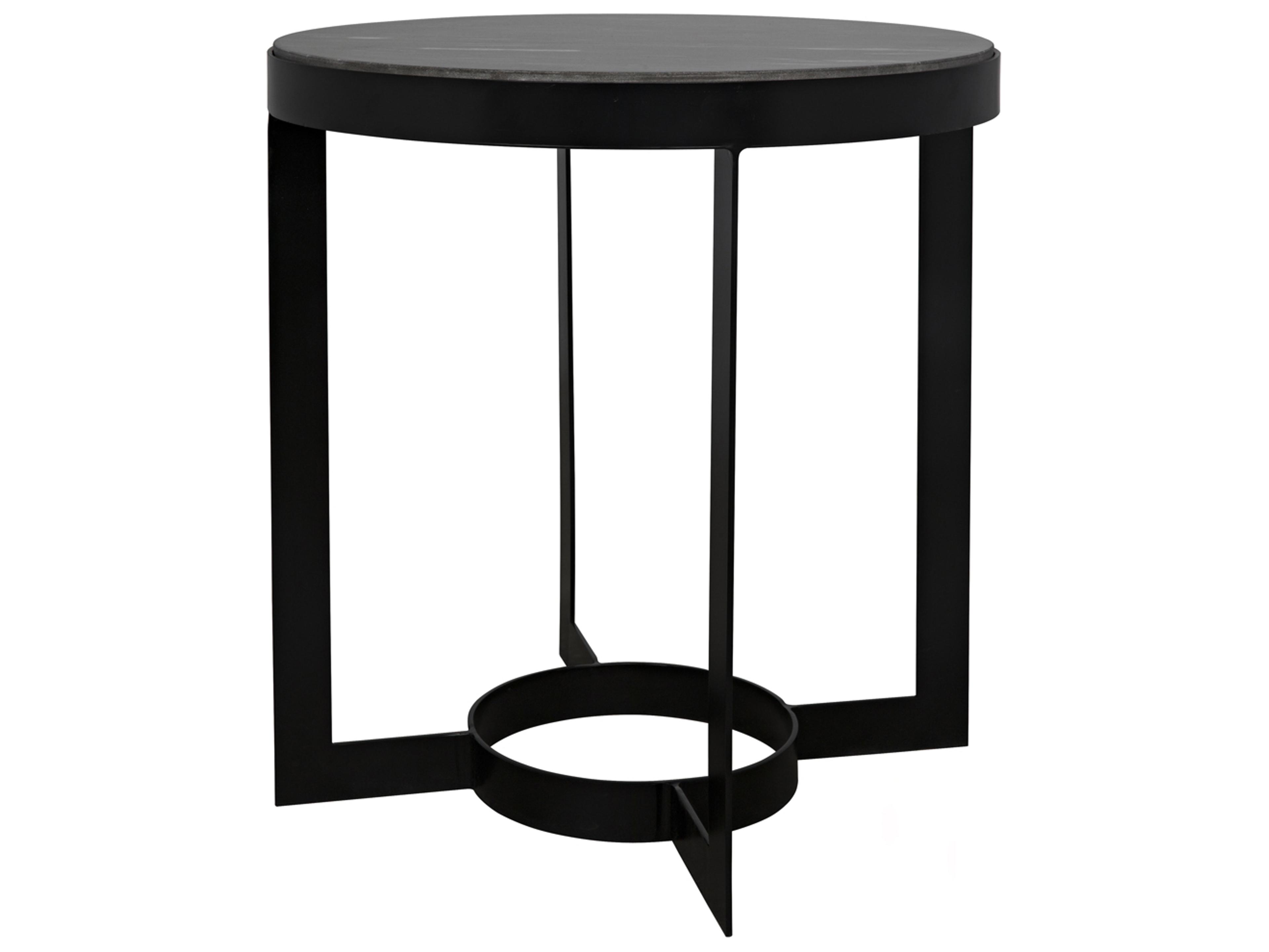 Round Marble Matte Black End Table