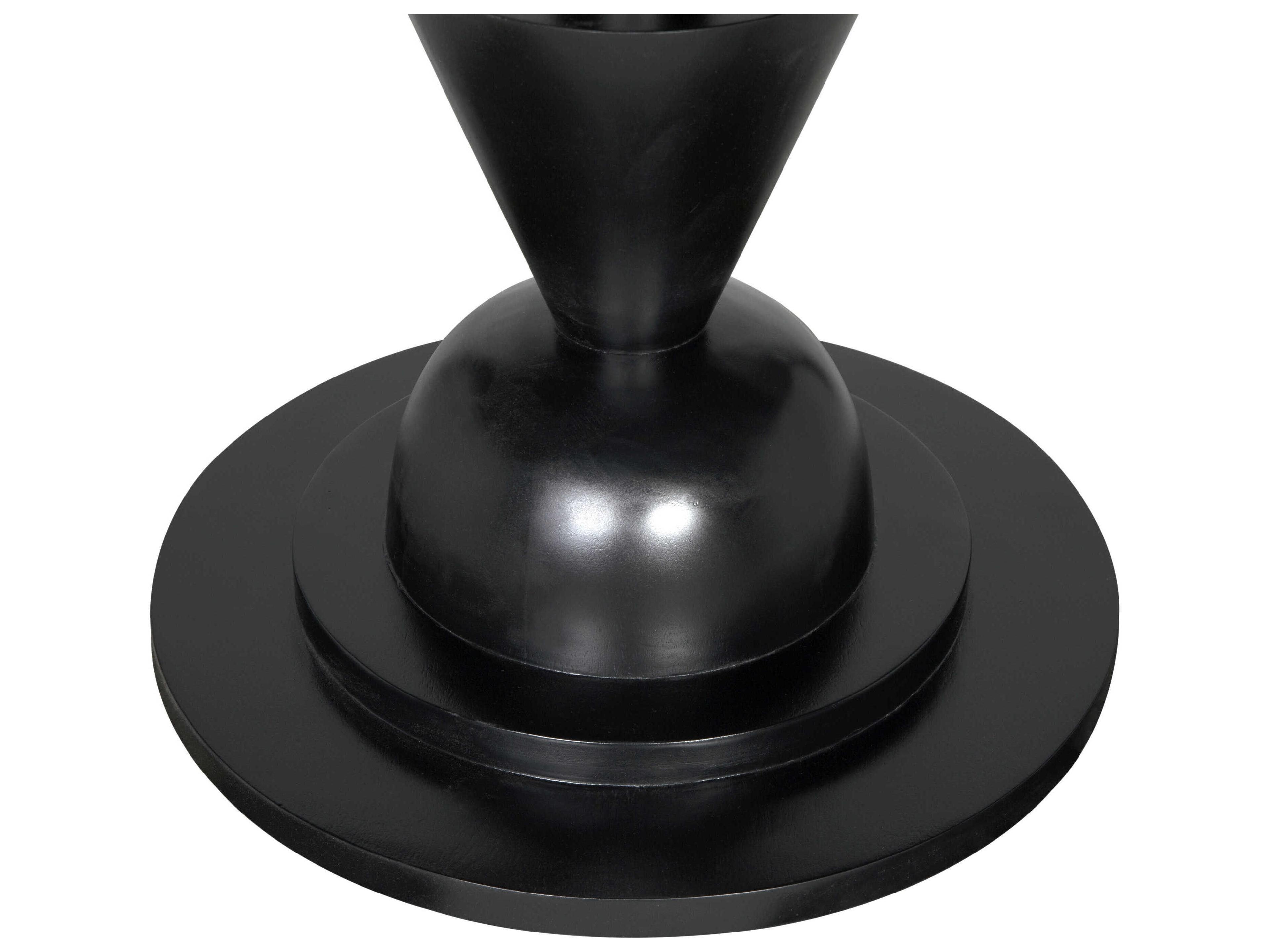 Noir Varick Round Wood Hand Rubbed Black Dining Table