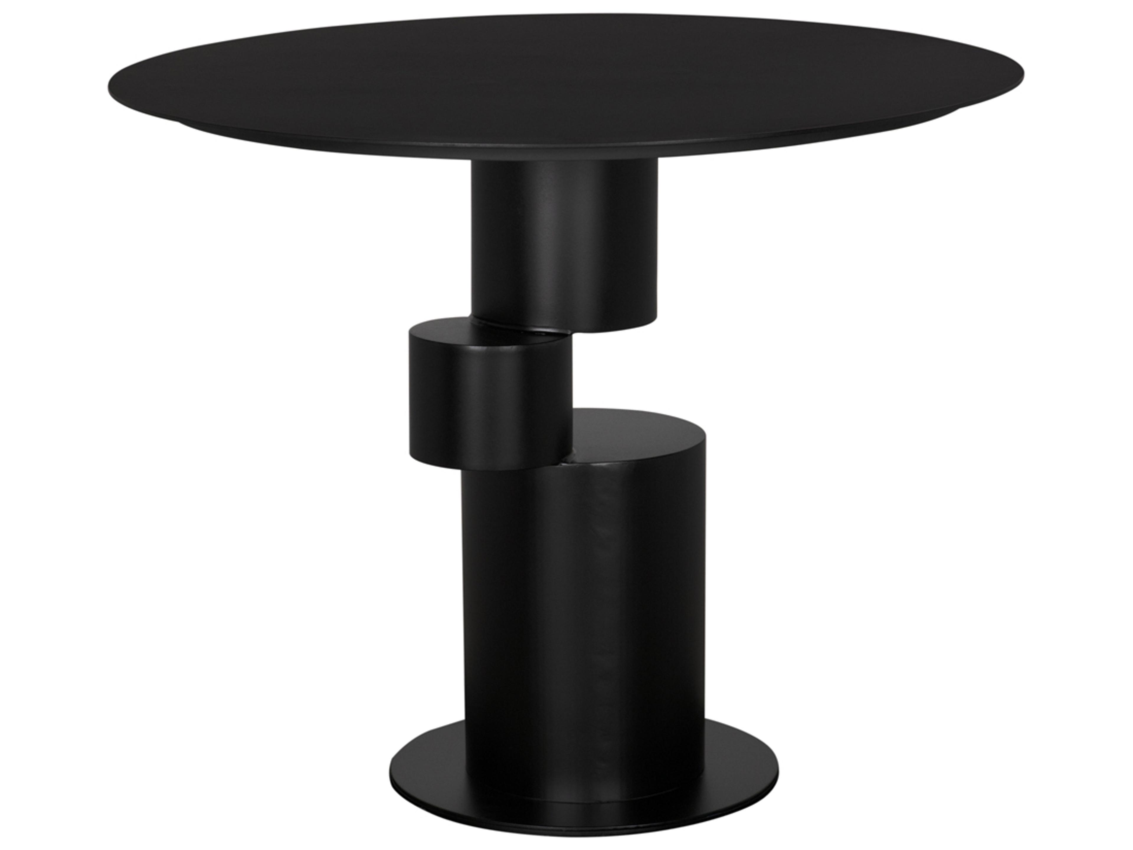 Noir Nola Round Metal Matte Black Dining Table