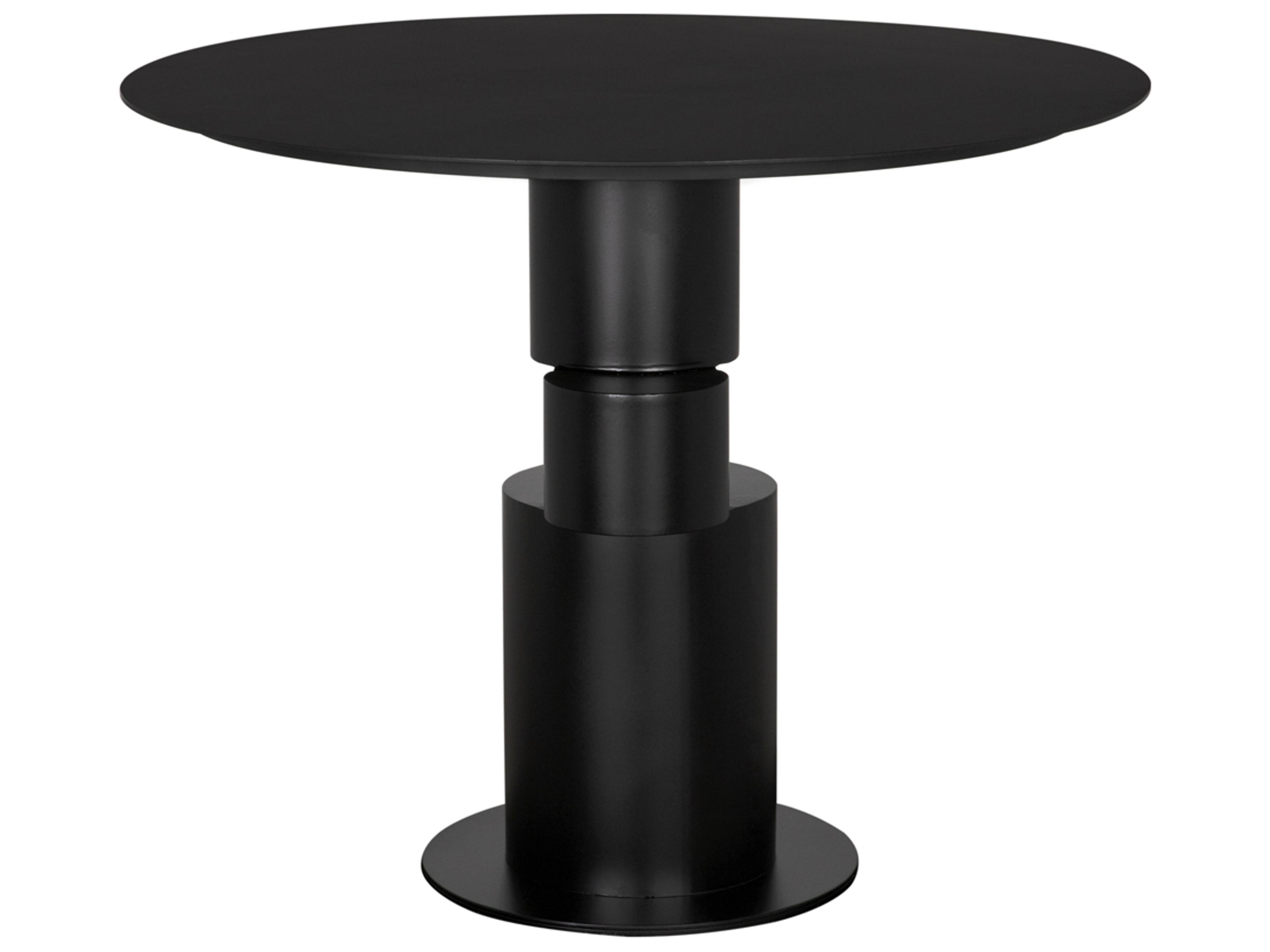 Noir Nola Round Metal Matte Black Dining Table