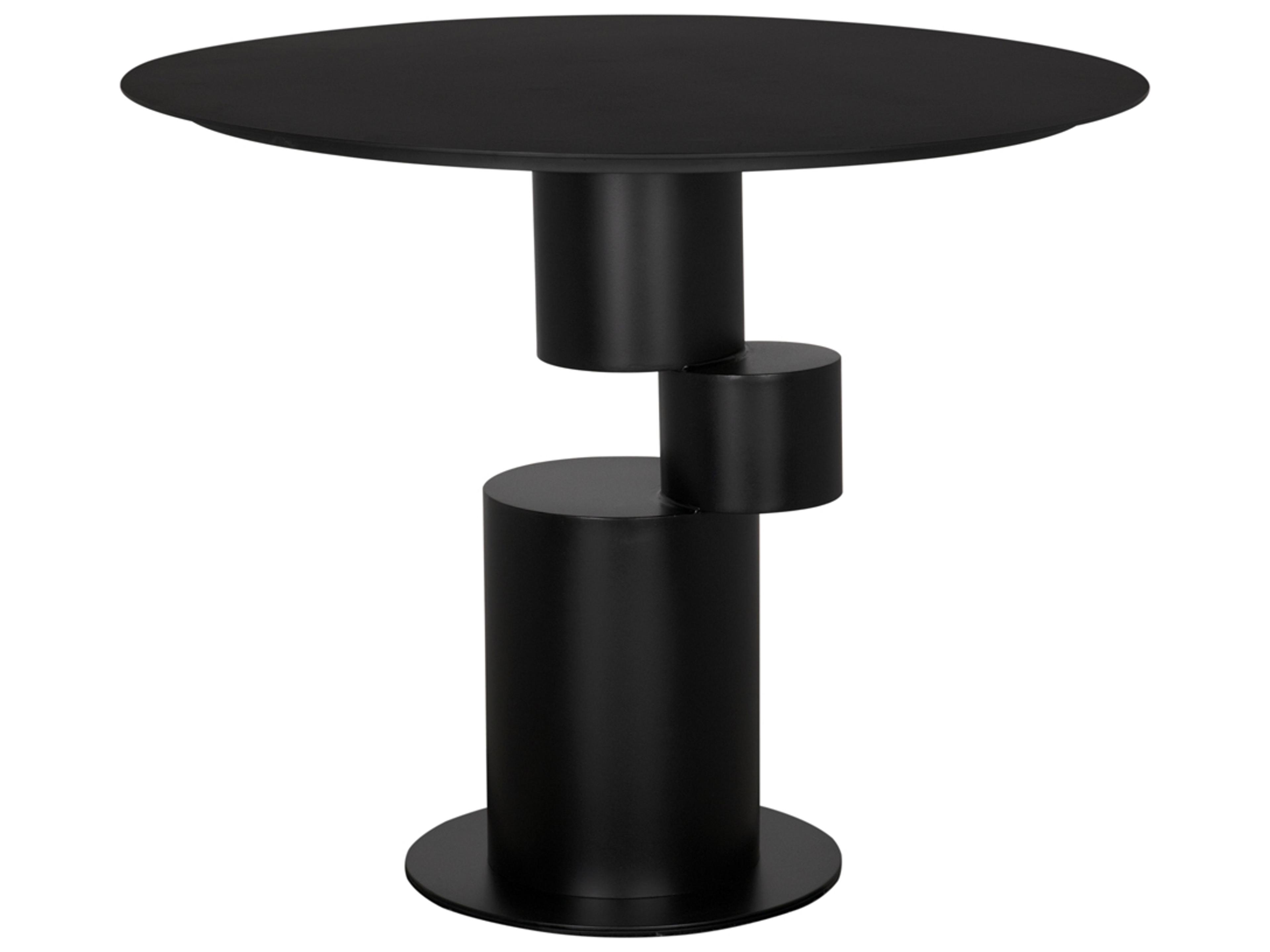 Noir Nola Round Metal Matte Black Dining Table