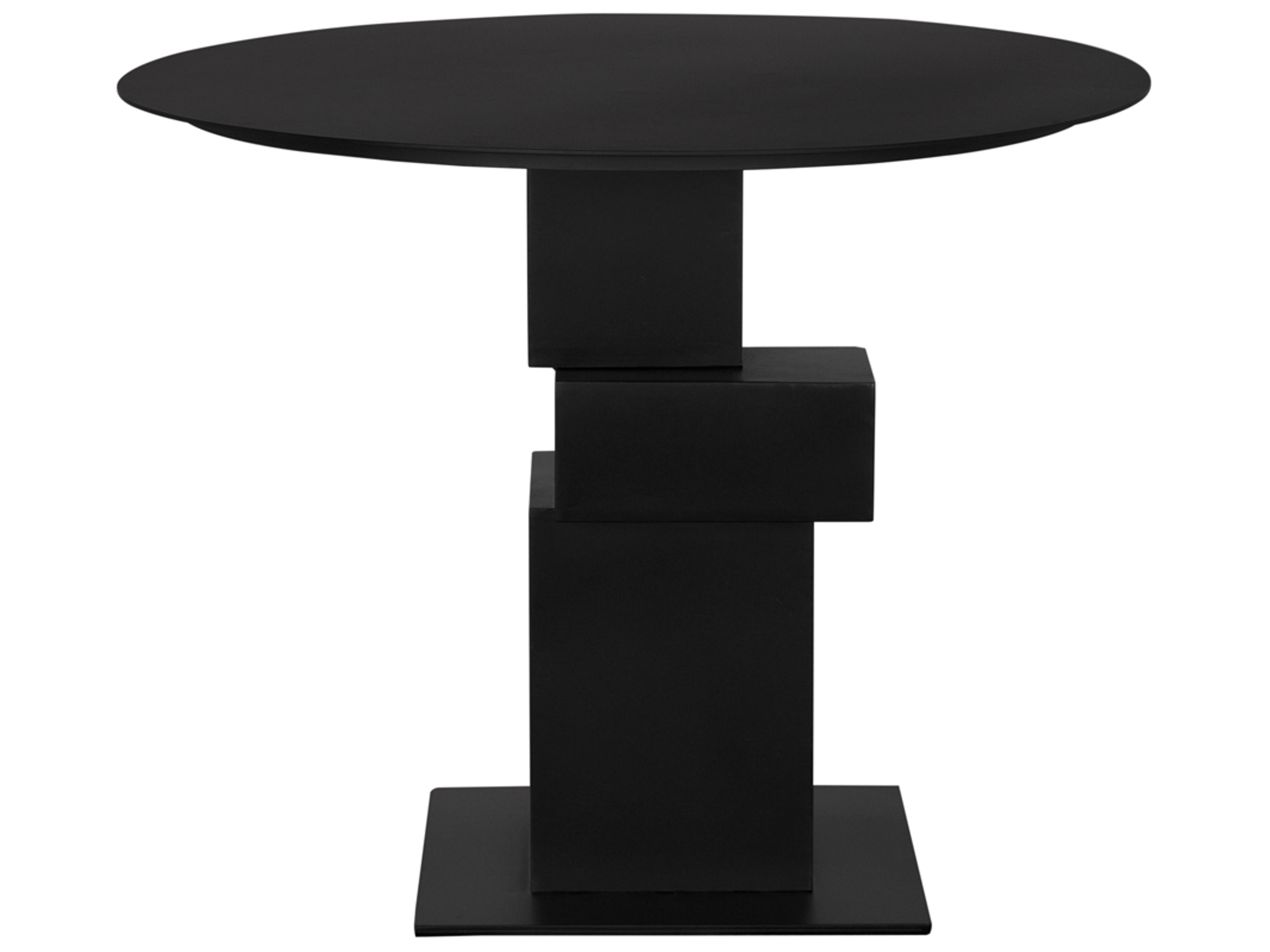 Noir Speer Round Metal Matte Black Dining Table