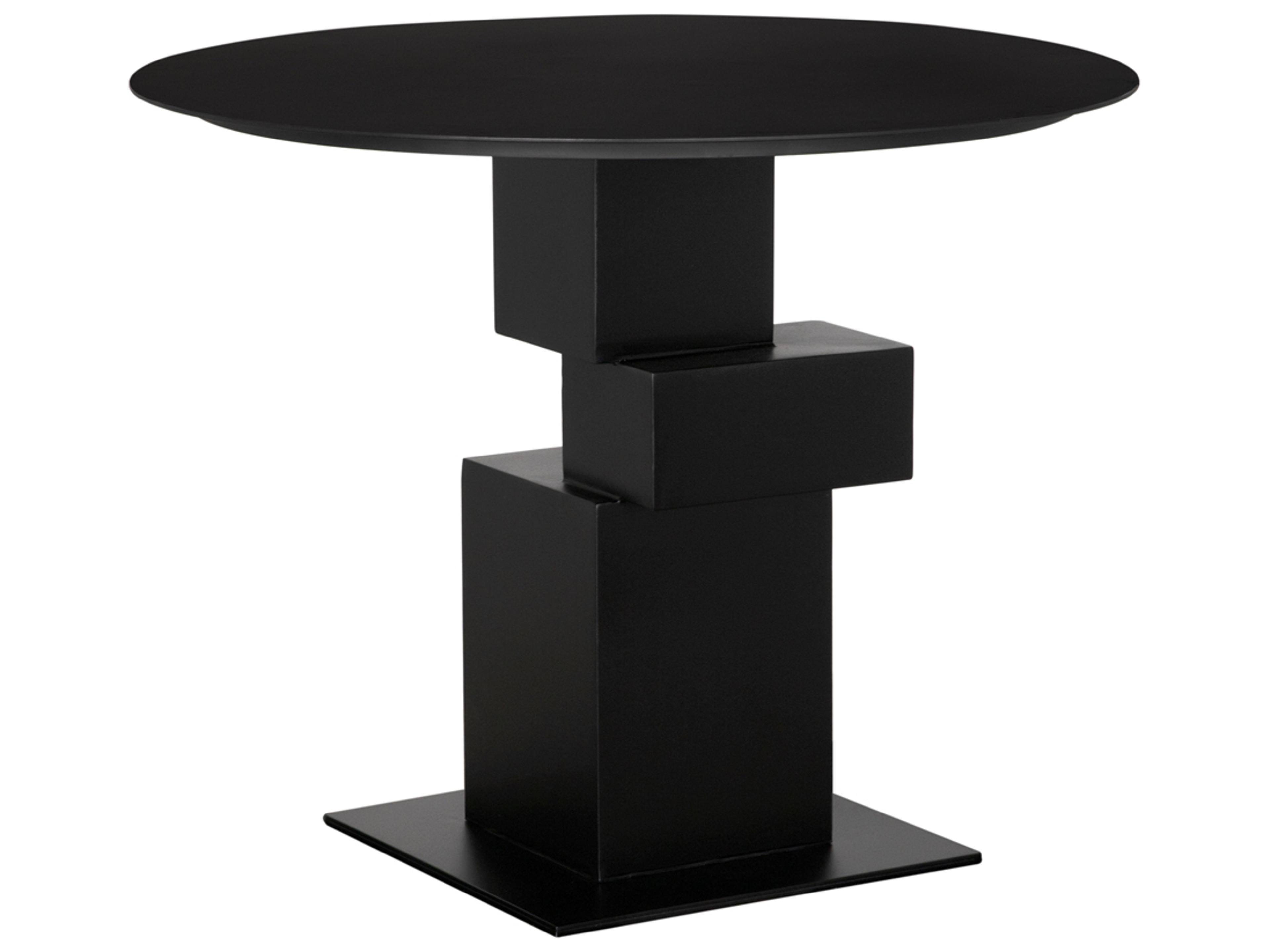 Noir Speer Round Metal Matte Black Dining Table