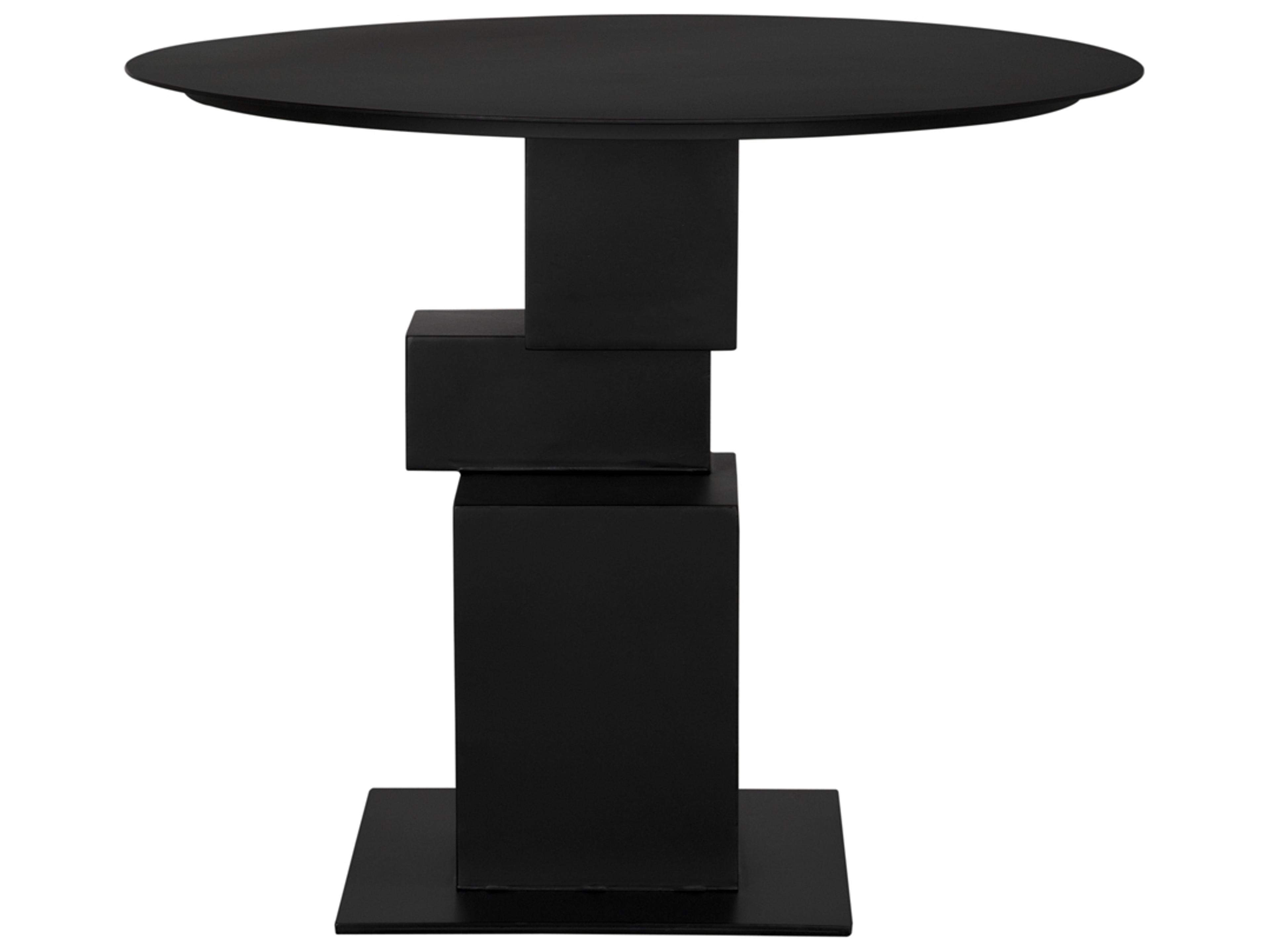 Noir Speer Round Metal Matte Black Dining Table
