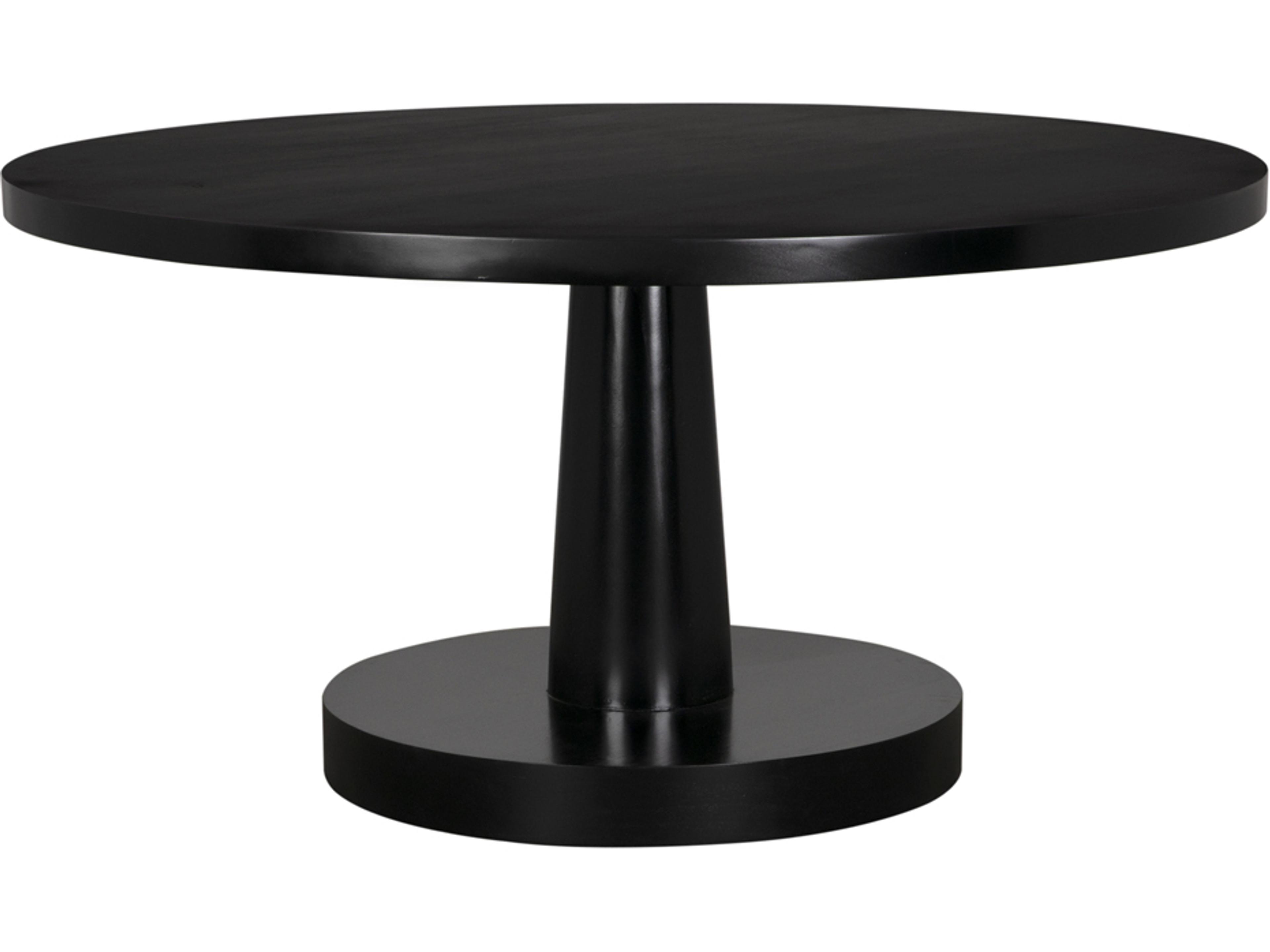 Noir Stella Round Wood Hand Rubbed Black Dining Table