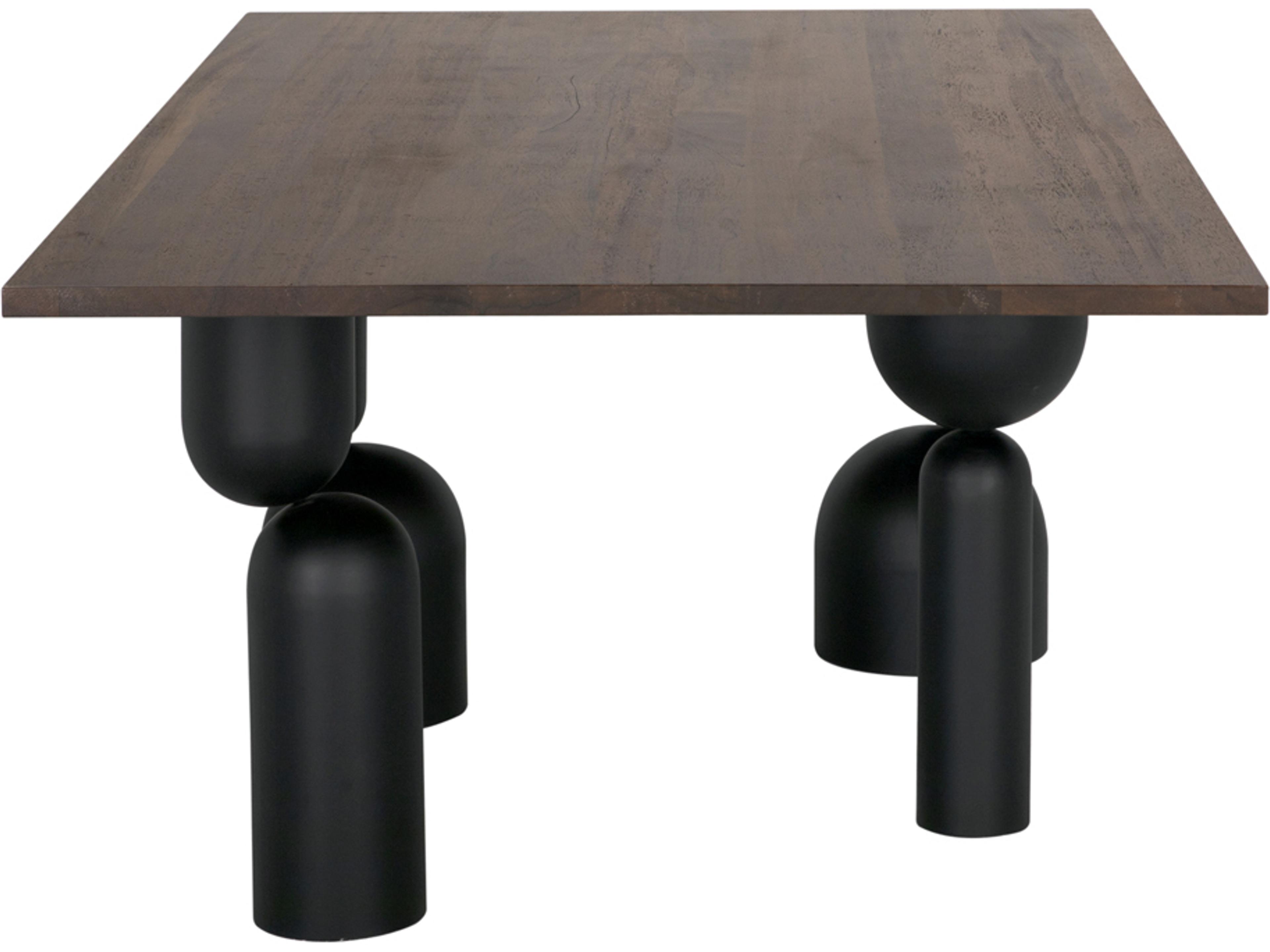 Noir Leandra Rectangular Wood Dark Walnut Matte Black Dining Table