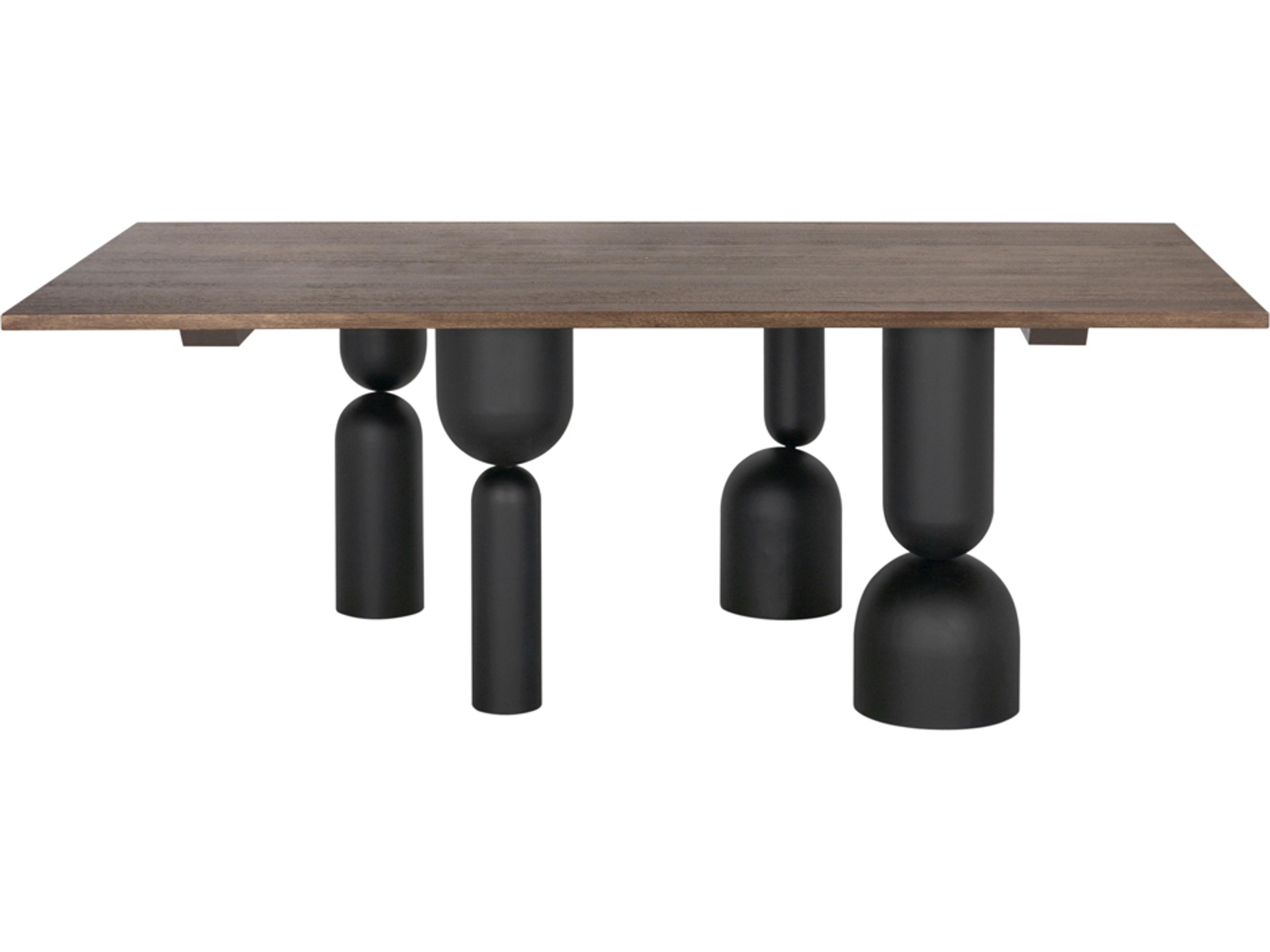 Noir Leandra Rectangular Wood Dark Walnut Matte Black Dining Table