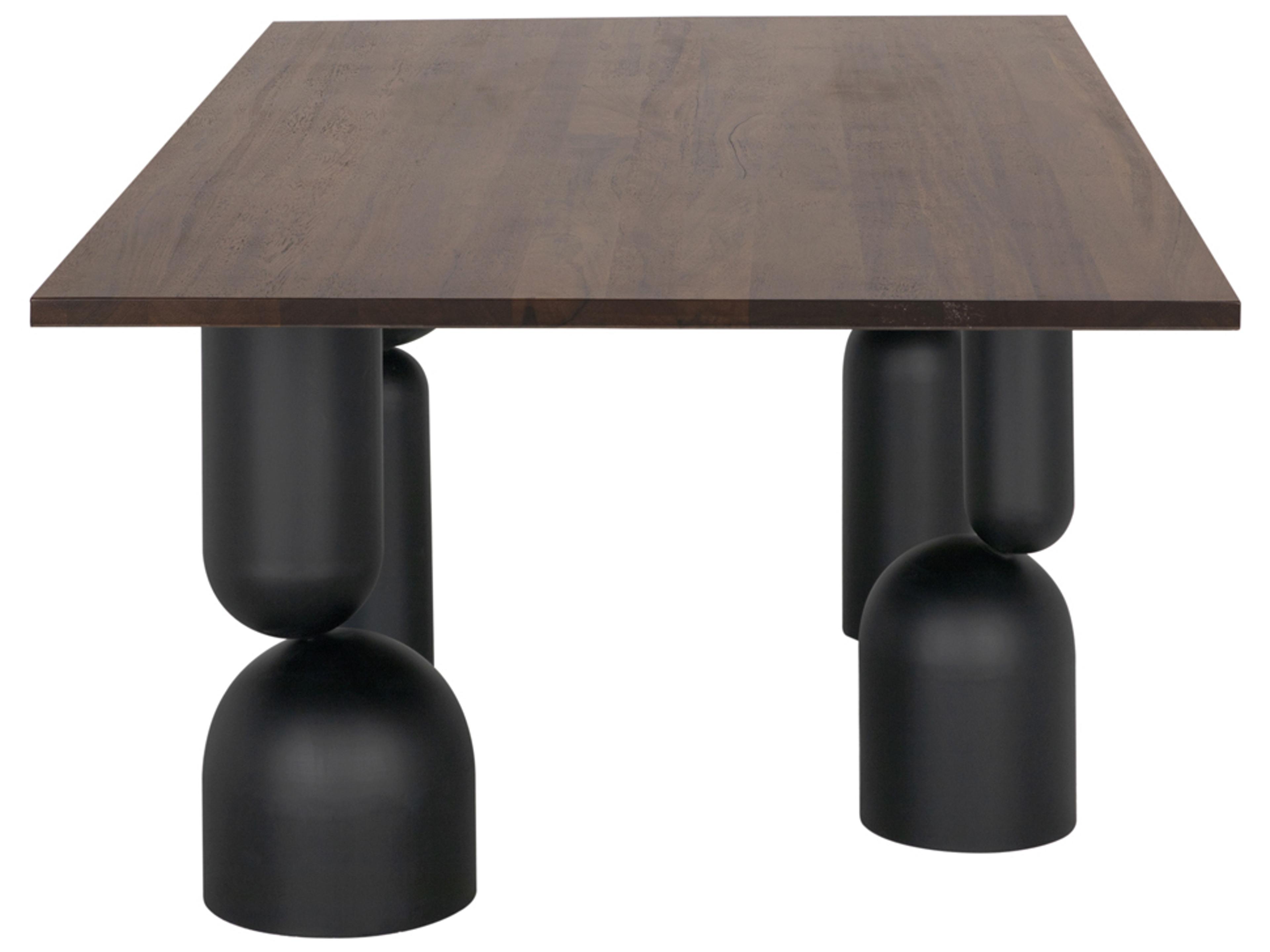 Noir Leandra Rectangular Wood Dark Walnut Matte Black Dining Table
