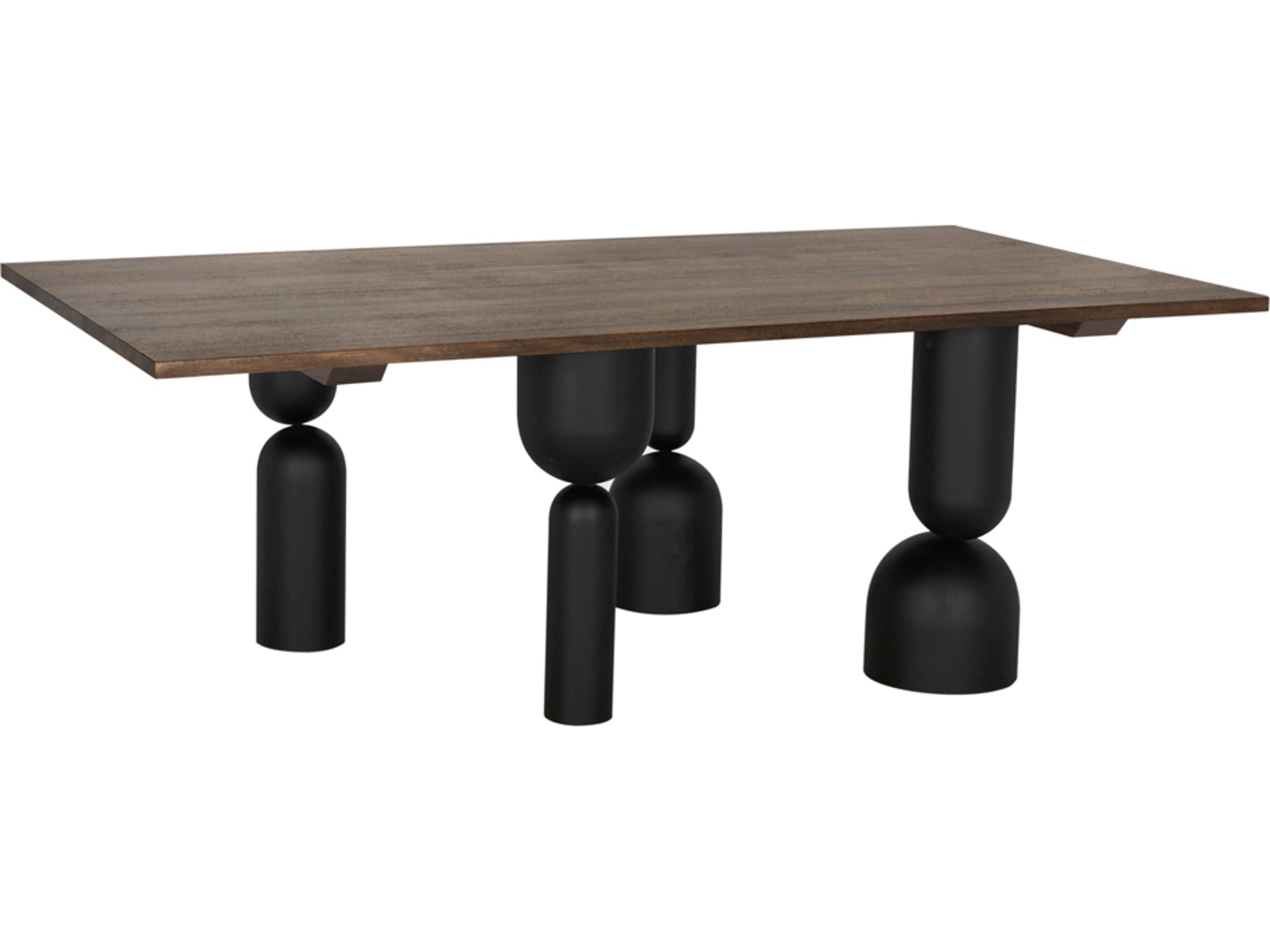 Leandra Rectangular Wood Dark Walnut Matte Black Dining Table