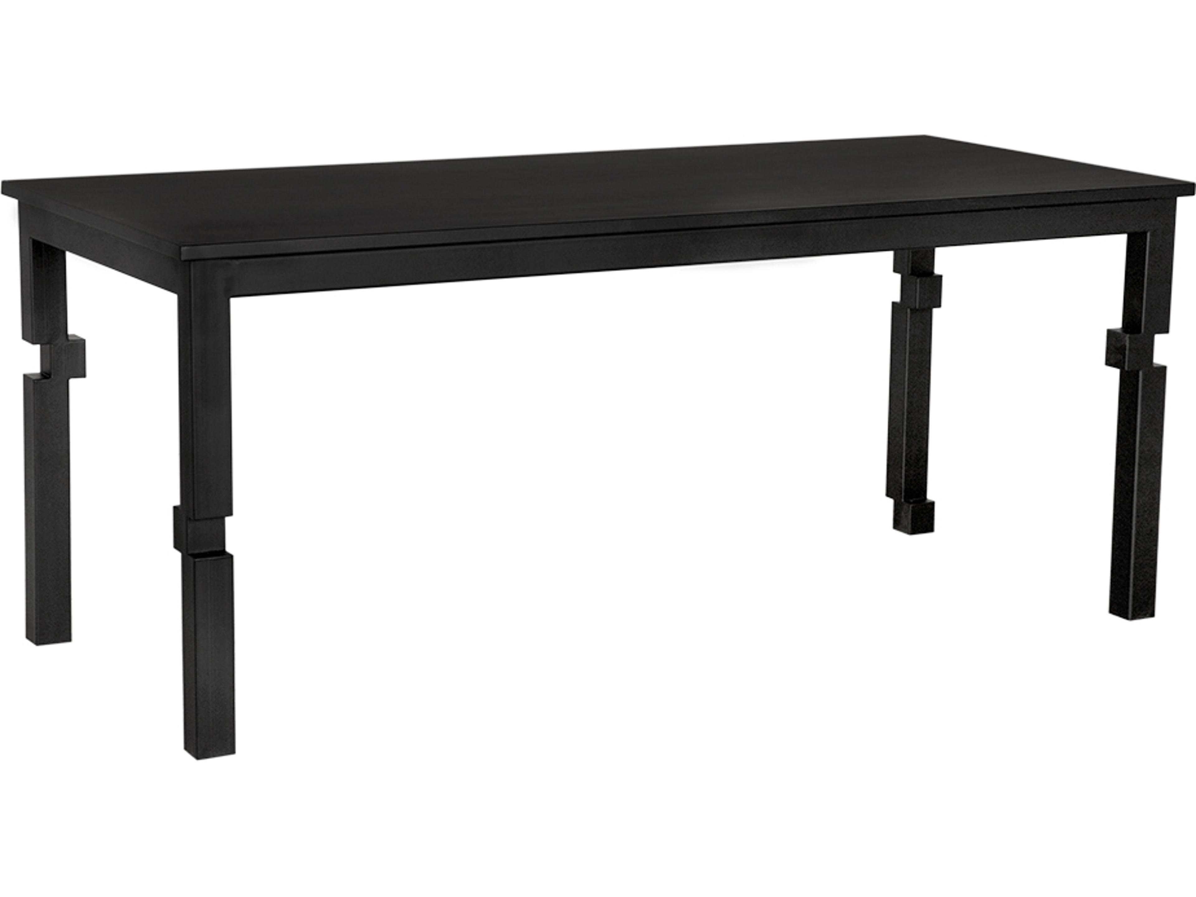 Noir Tetris Rectangular Metal Matte Black Dining Table