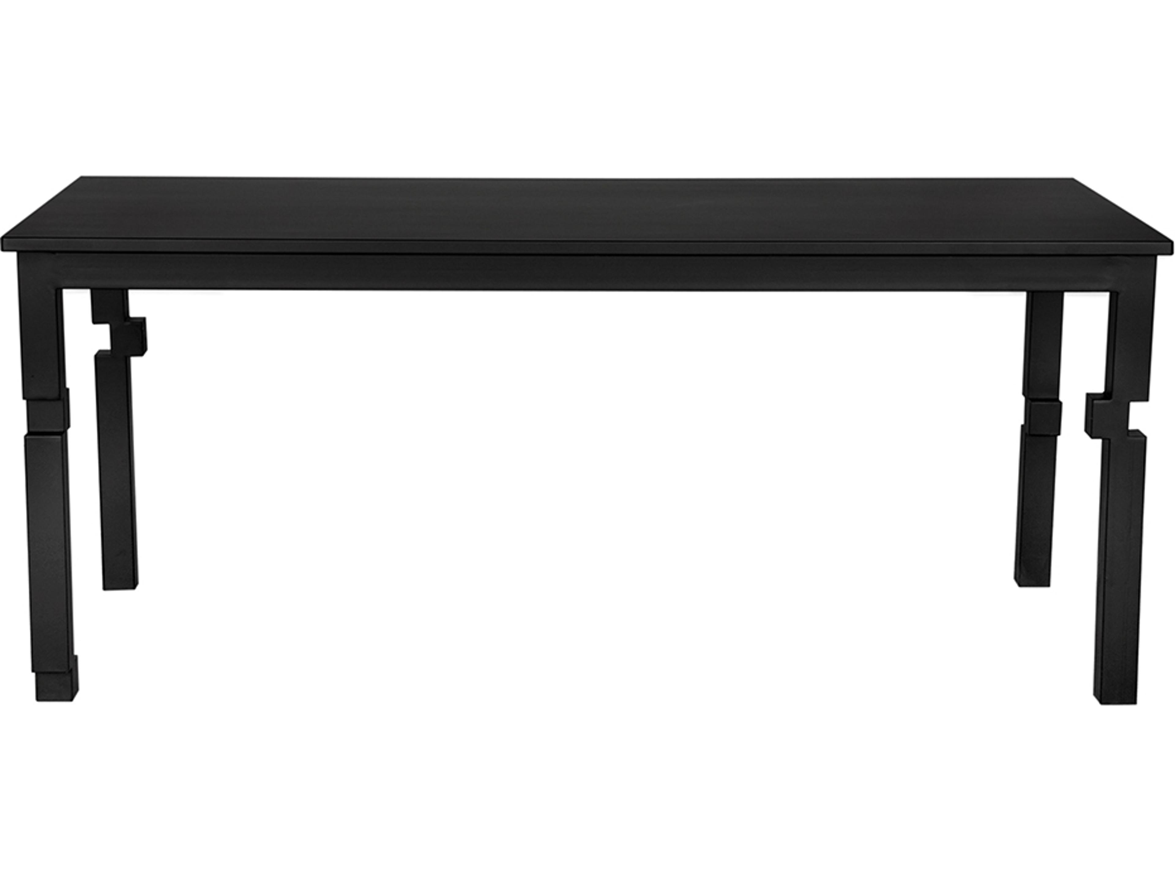 Noir Tetris Rectangular Metal Matte Black Dining Table