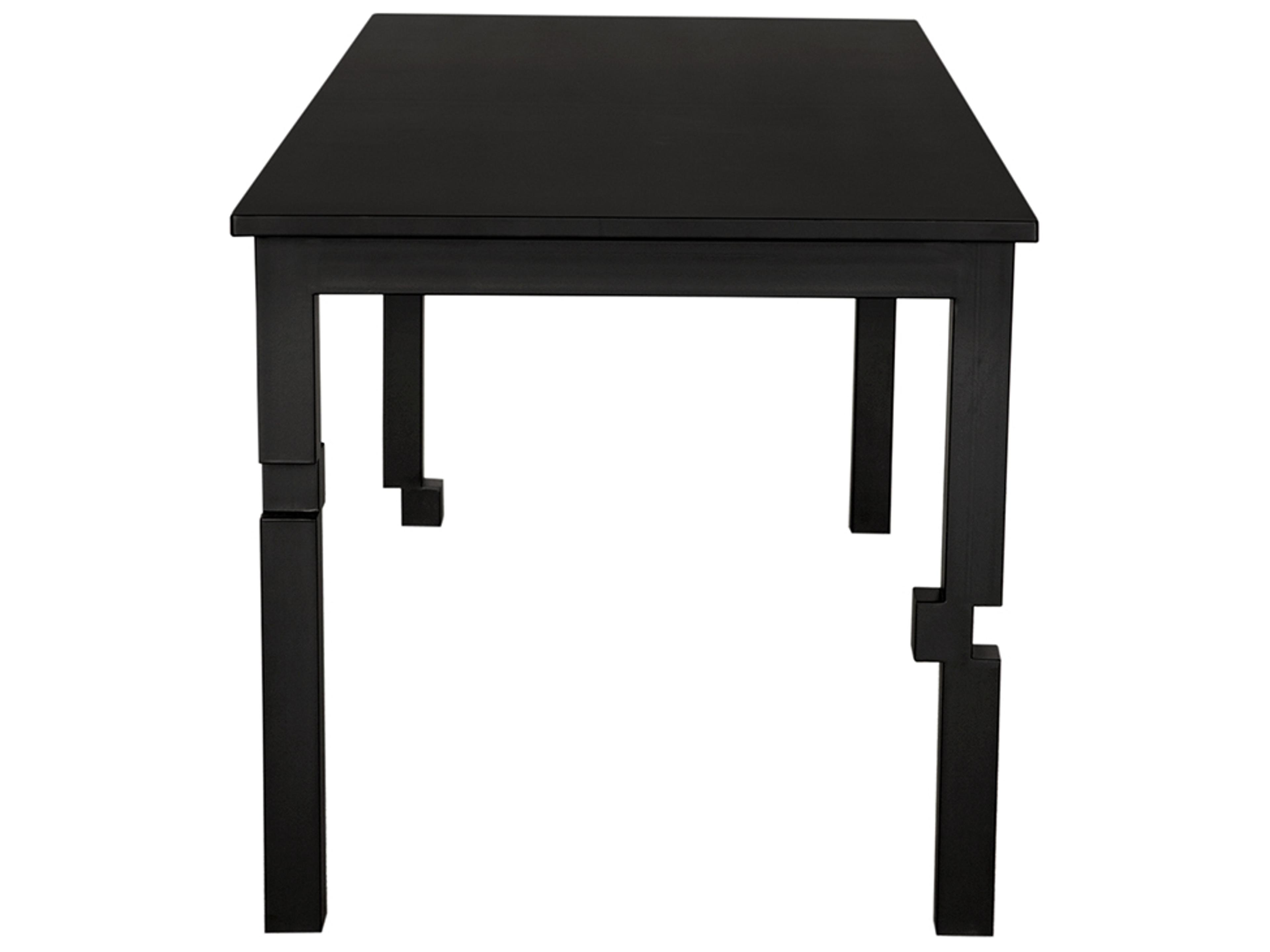 Noir Tetris Rectangular Metal Matte Black Dining Table