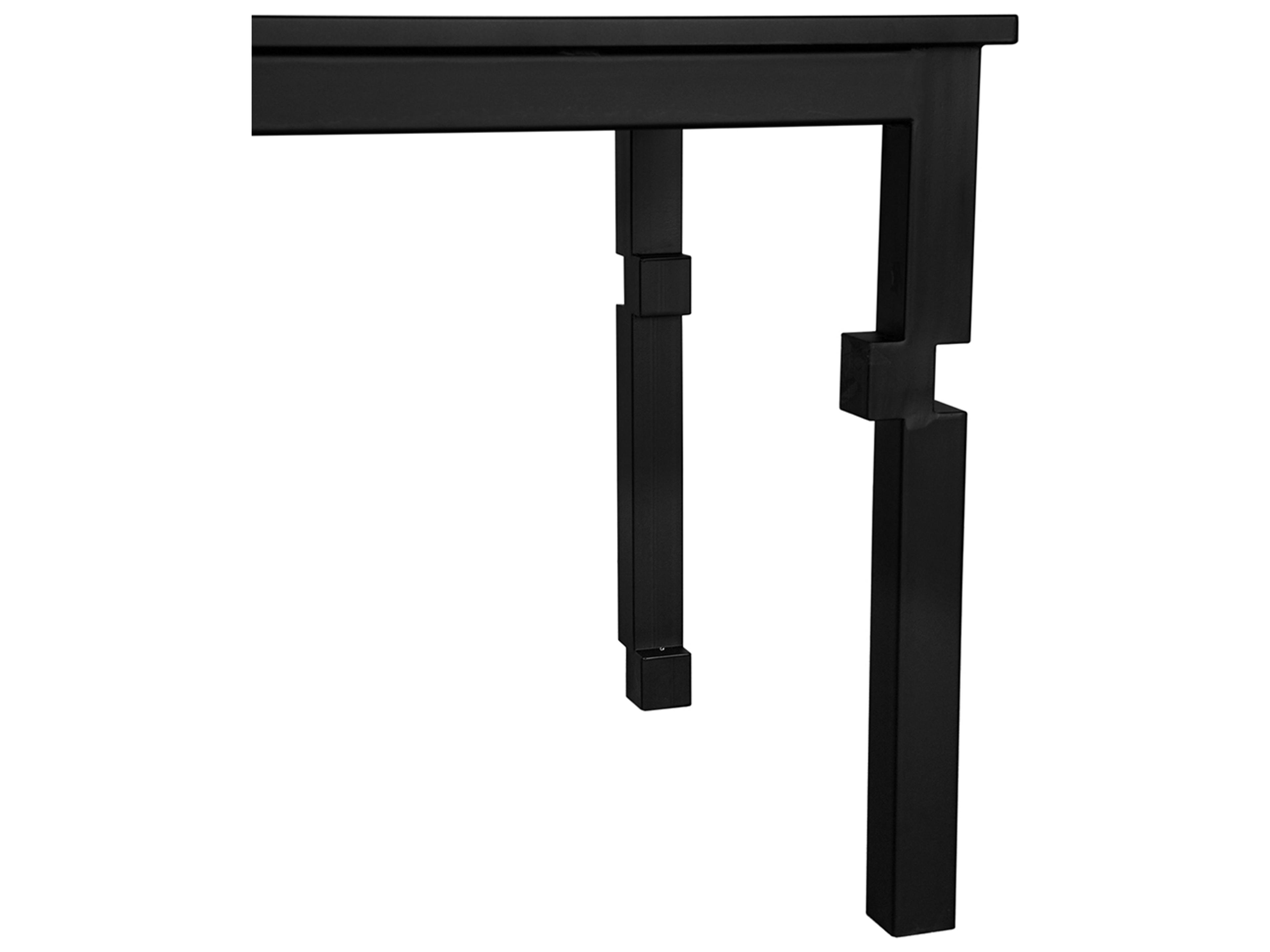 Noir Tetris Rectangular Metal Matte Black Dining Table