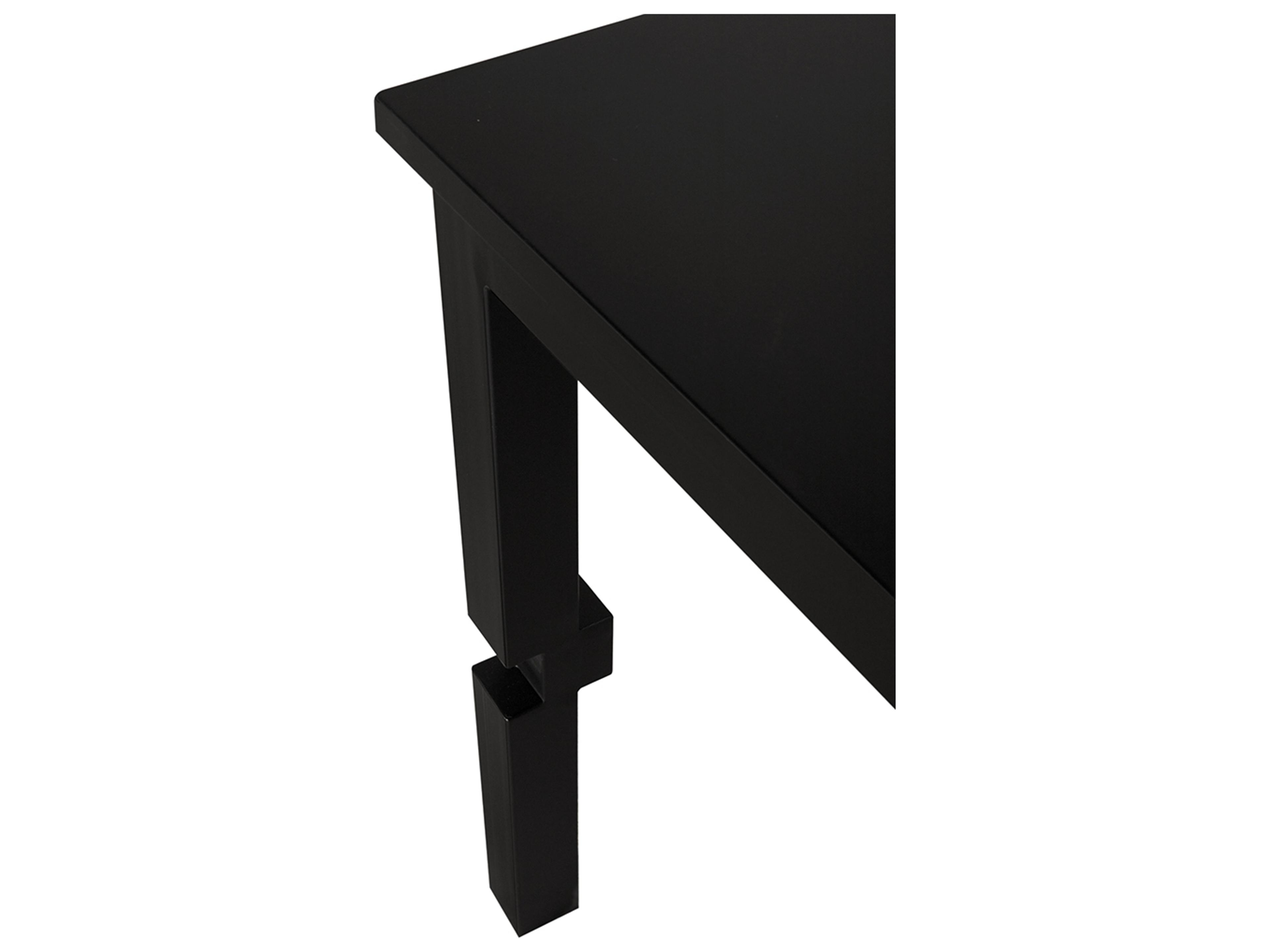Noir Tetris Rectangular Metal Matte Black Dining Table