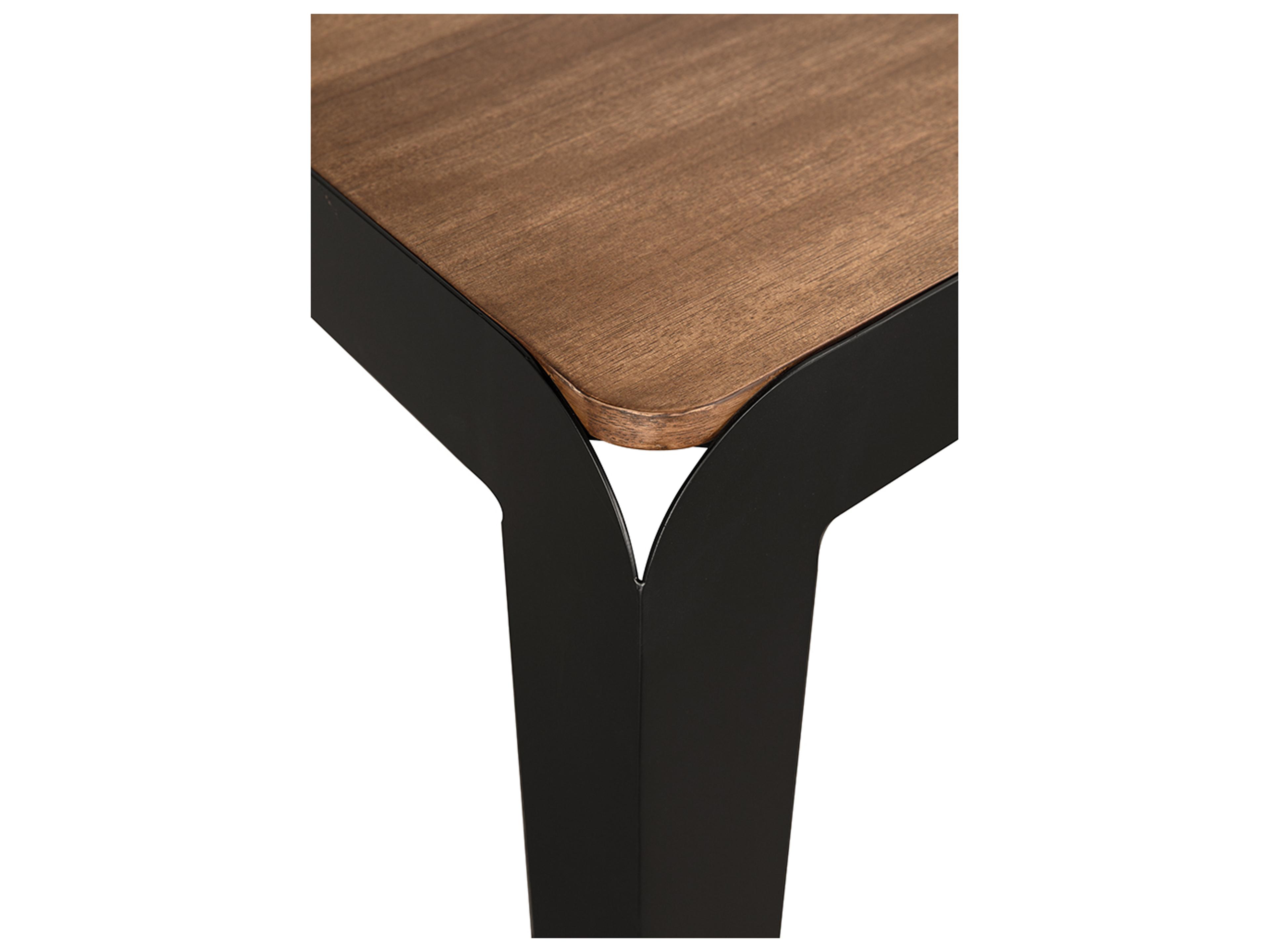 Noir Alexei Rectangular Wood Dark Walnut And Matte Black Dining Table