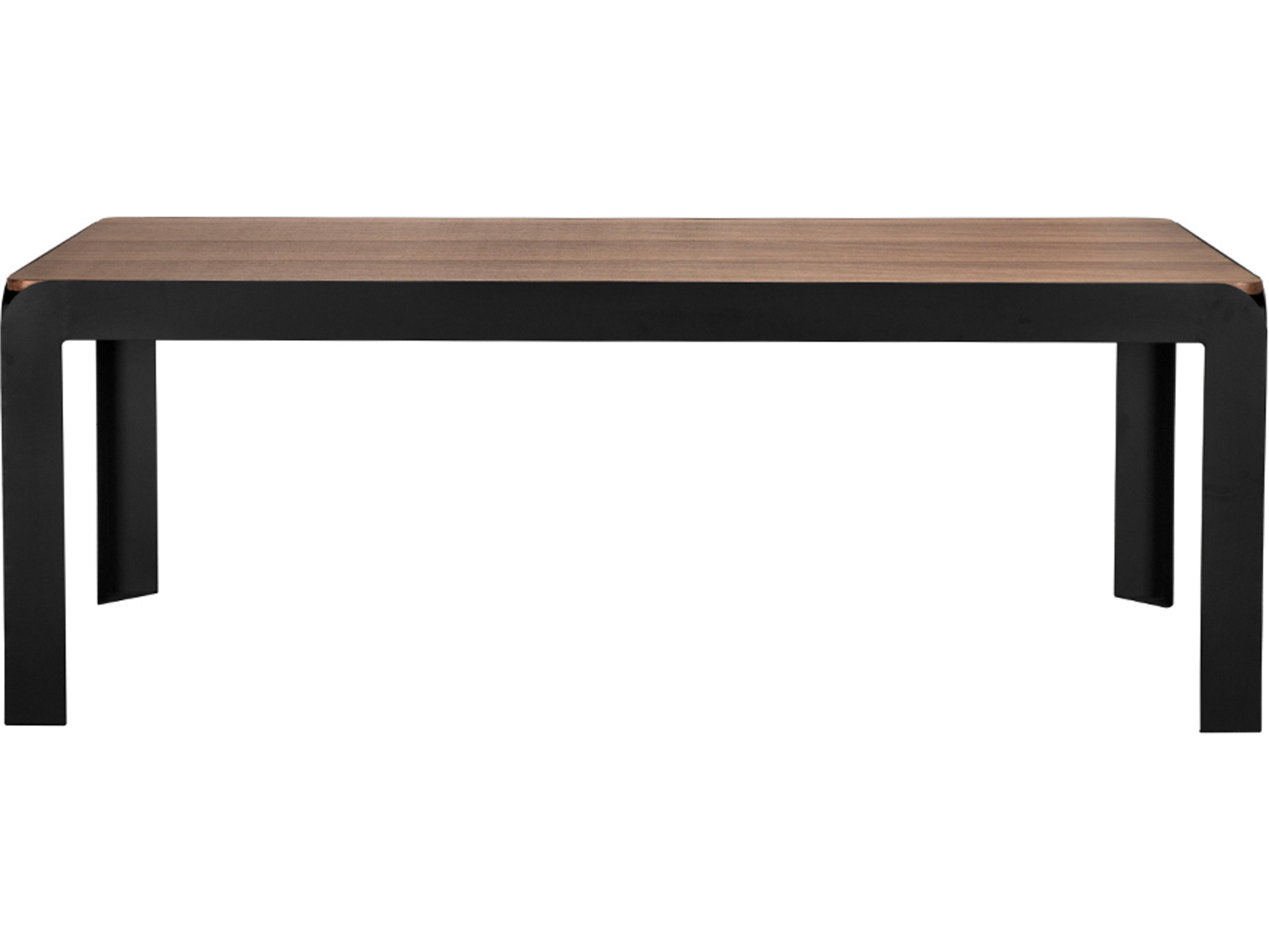 Noir Alexei Rectangular Wood Dark Walnut And Matte Black Dining Table