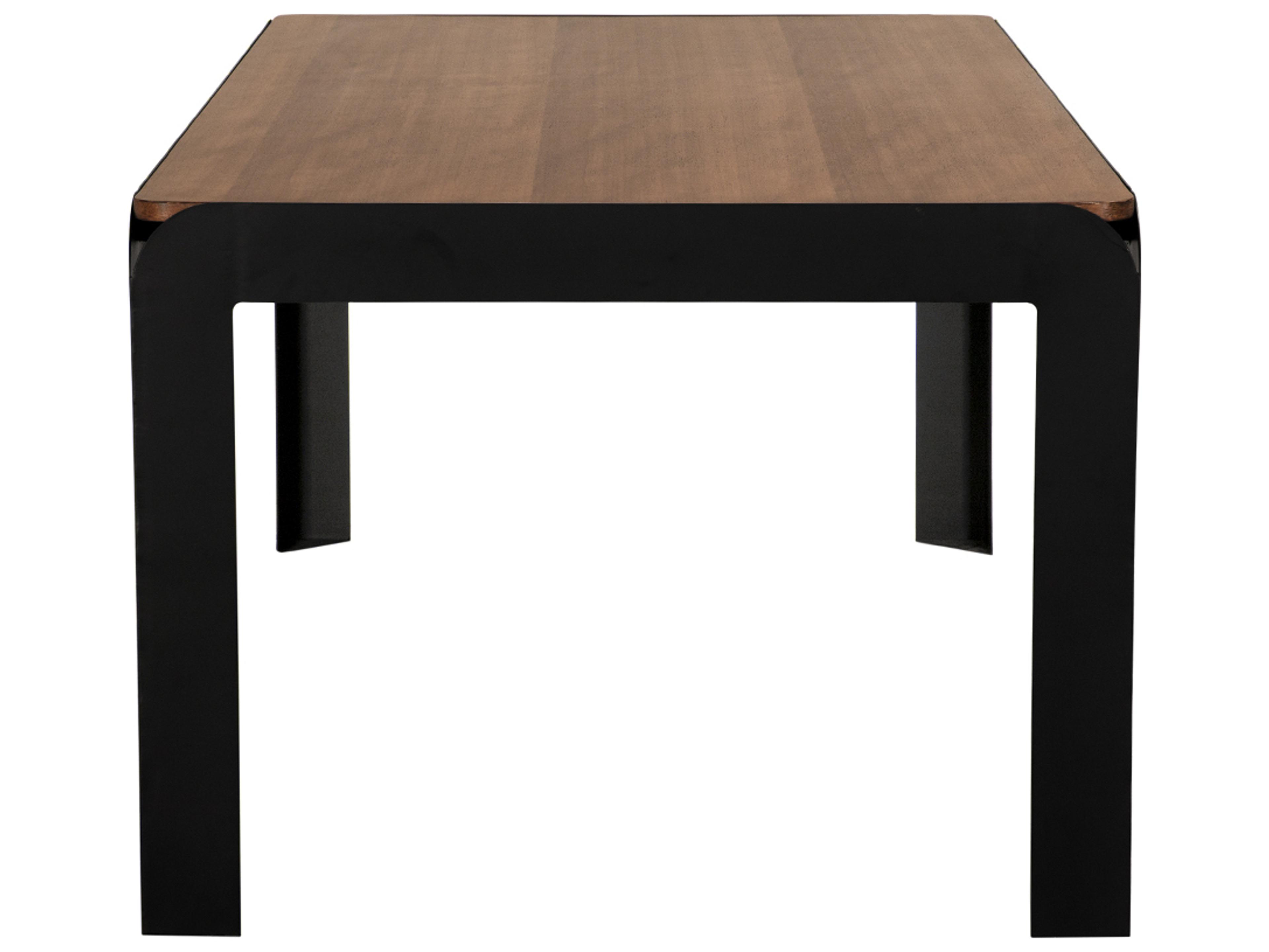 Noir Alexei Rectangular Wood Dark Walnut And Matte Black Dining Table