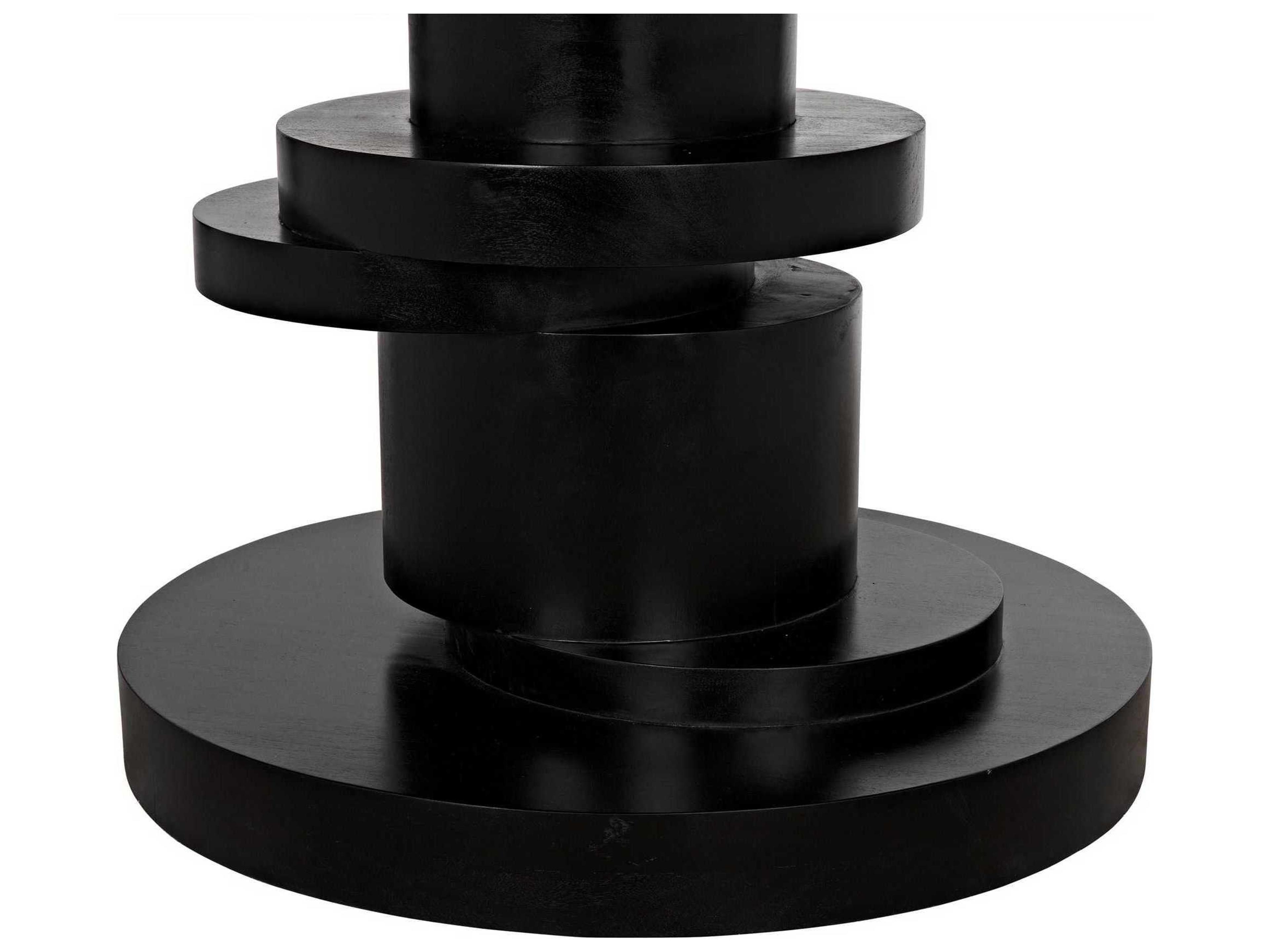 Noir Round Wood Hand Rubbed Black Dining Table