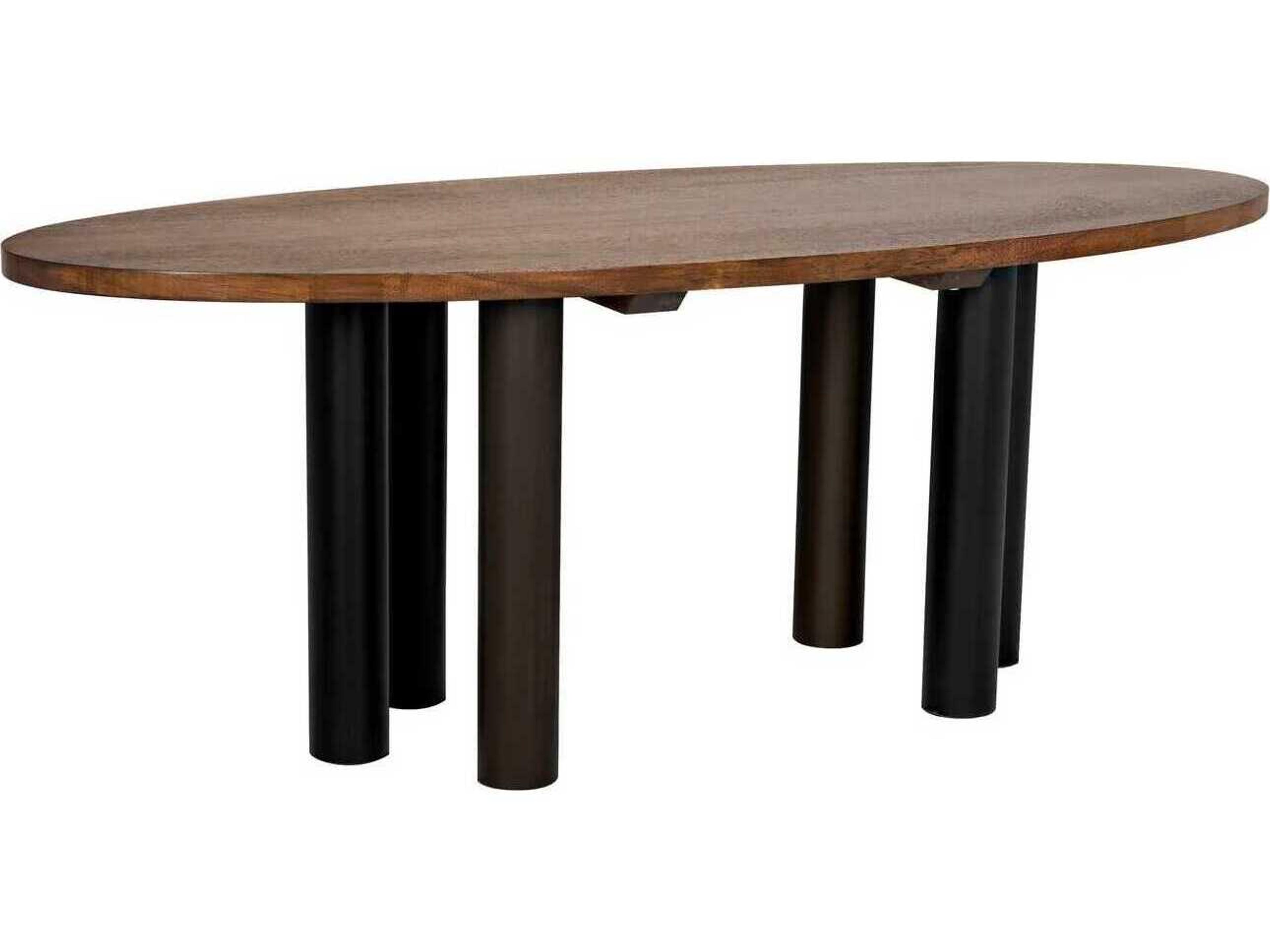 Noir Oval Wood Dark Walnut With Matte Black Base Dining Table