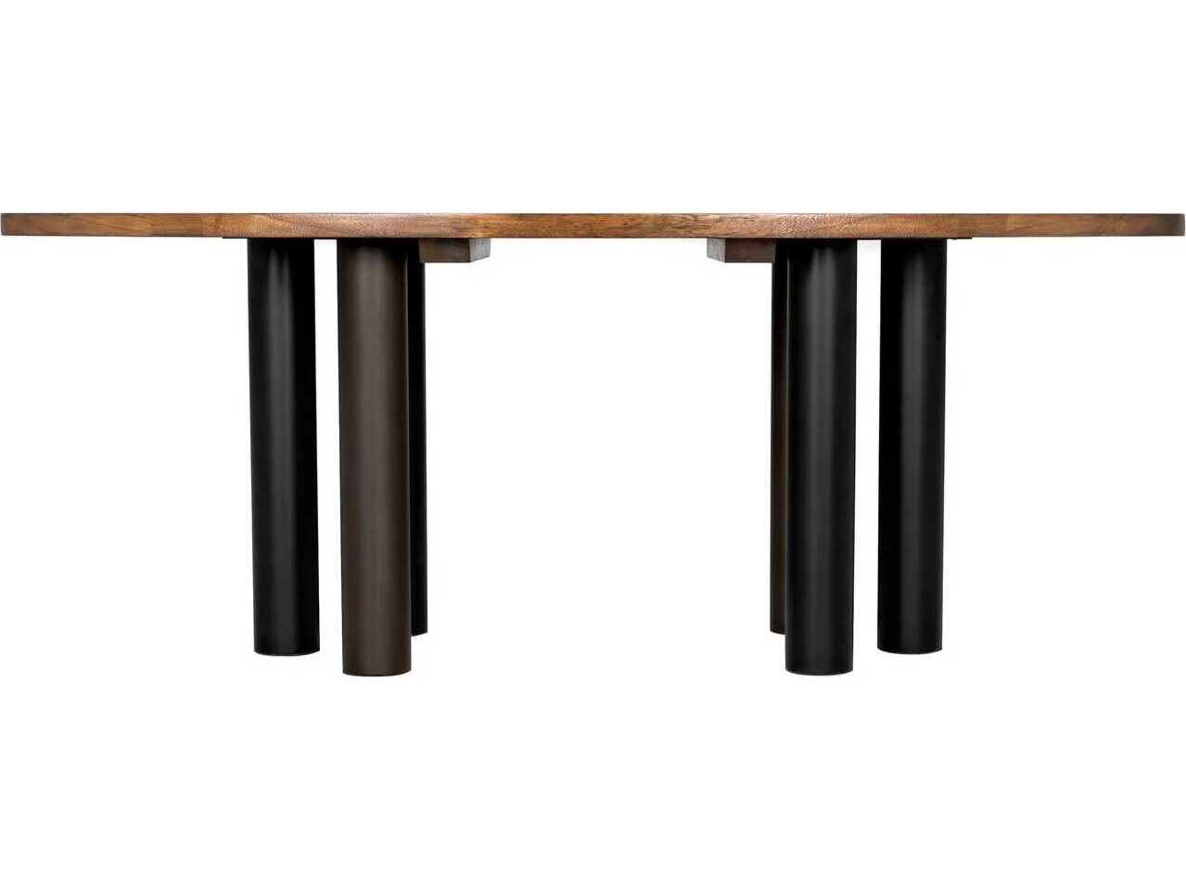 Noir Oval Wood Dark Walnut With Matte Black Base Dining Table