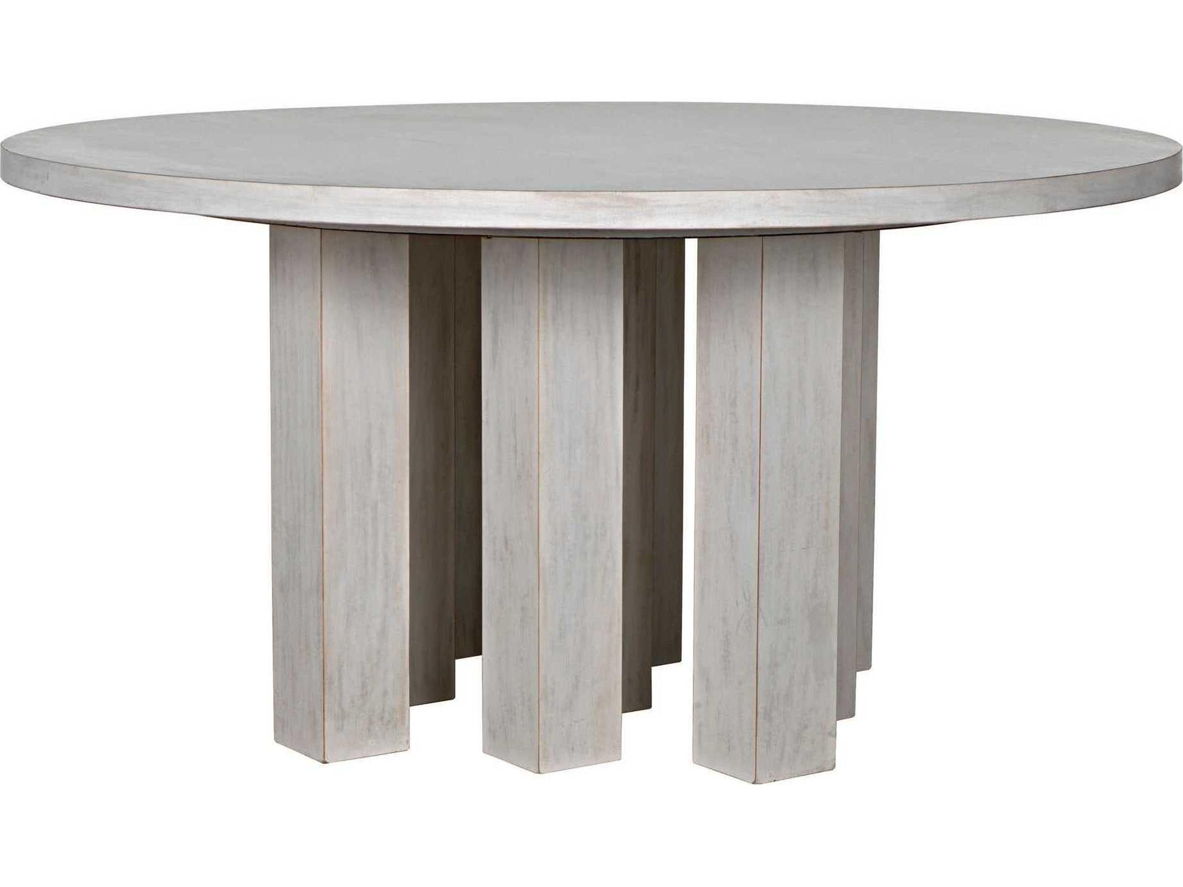 Noir Round Wood White Wash Dining Table