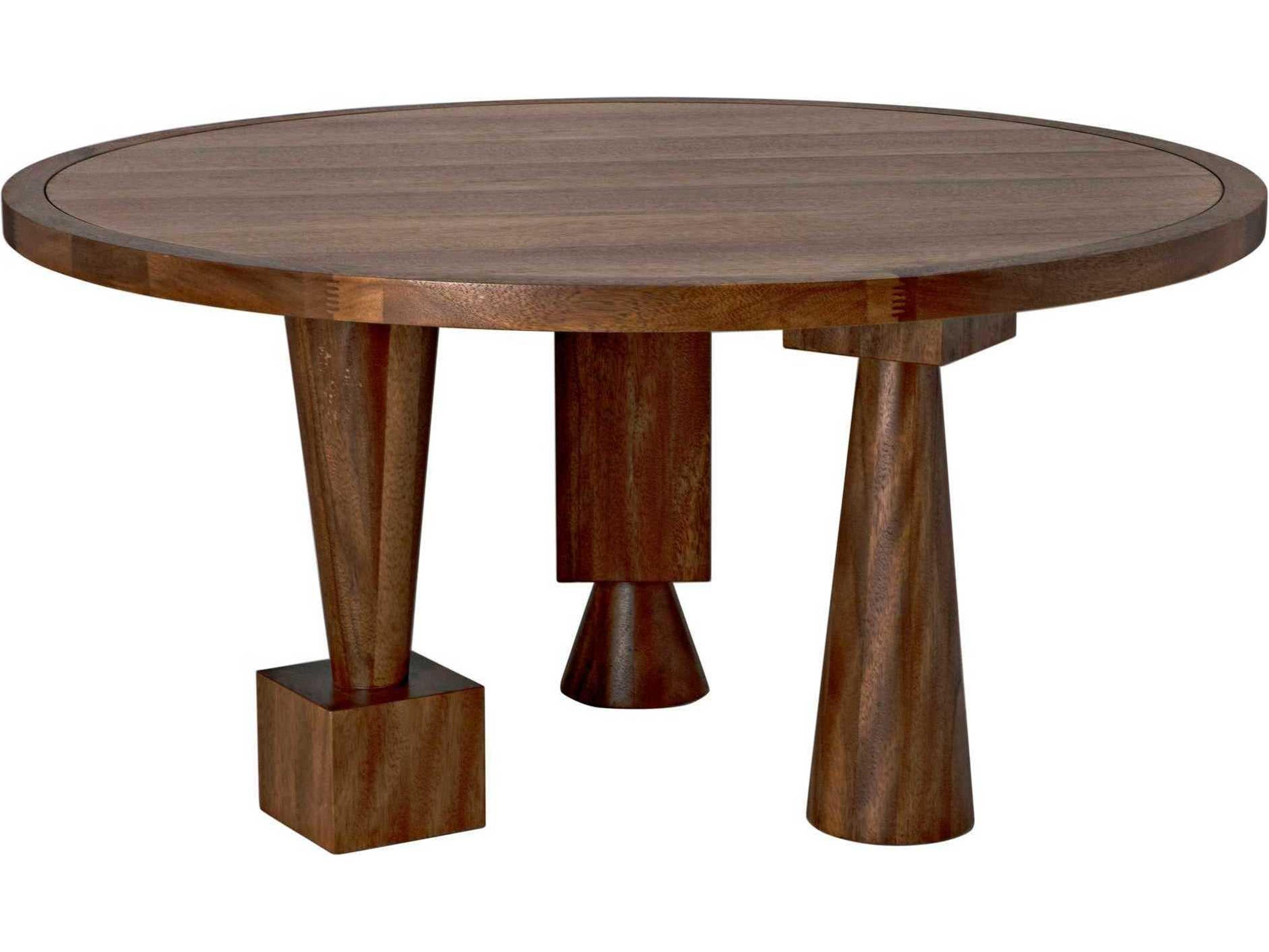 Round Wood Dark Walnut Dining Table