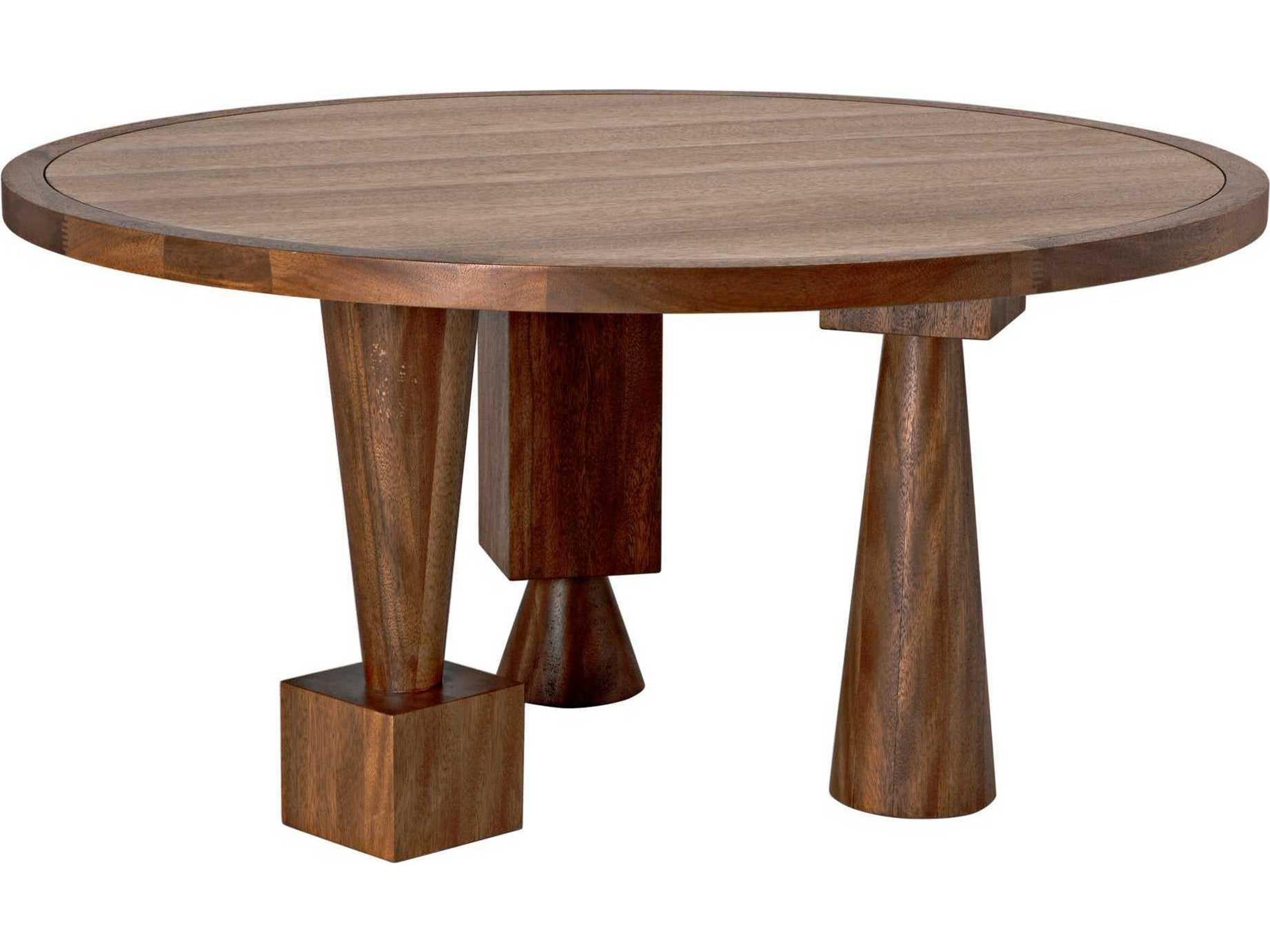 Noir Round Wood Dark Walnut Dining Table