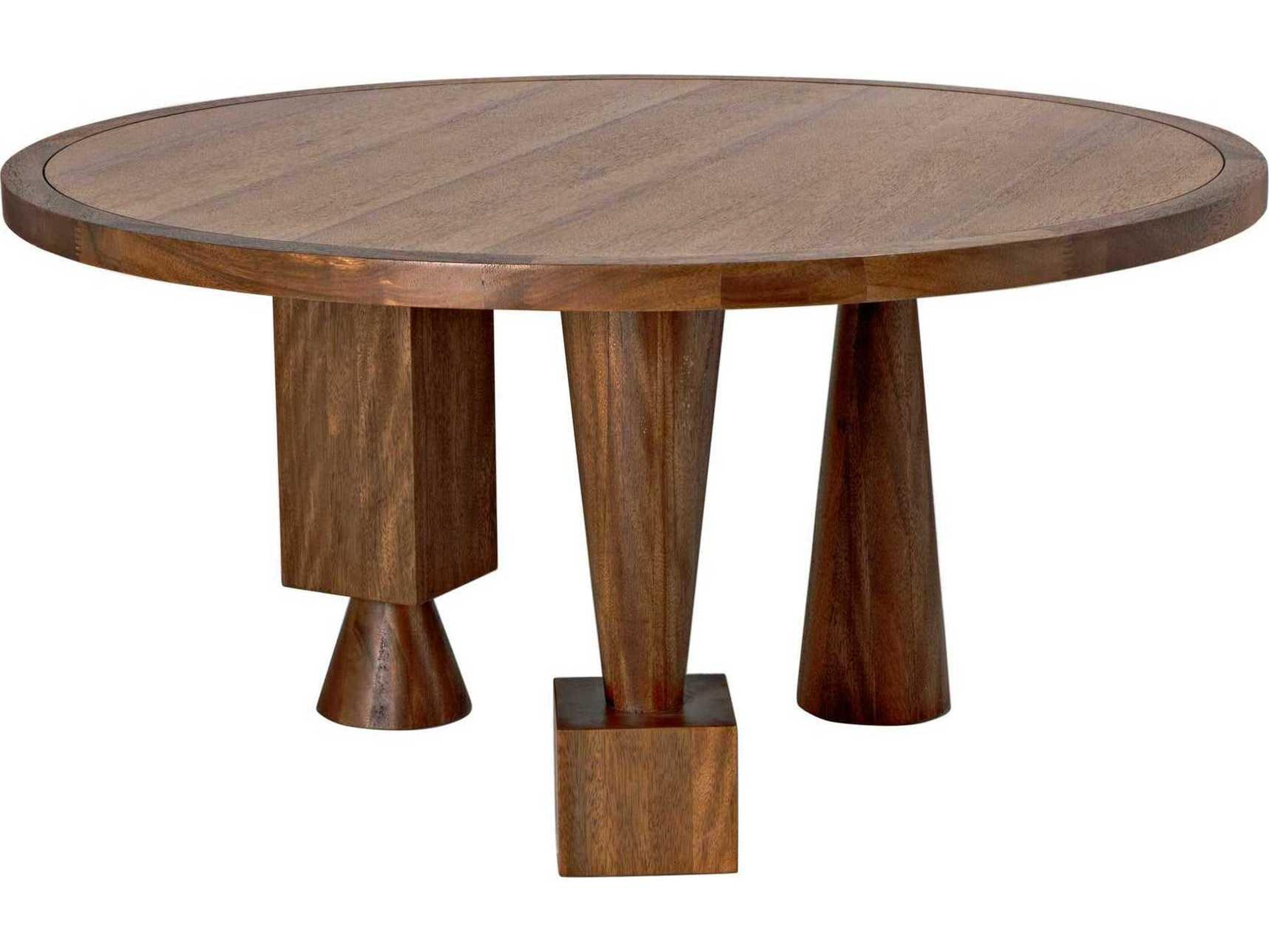 Noir Round Wood Dark Walnut Dining Table