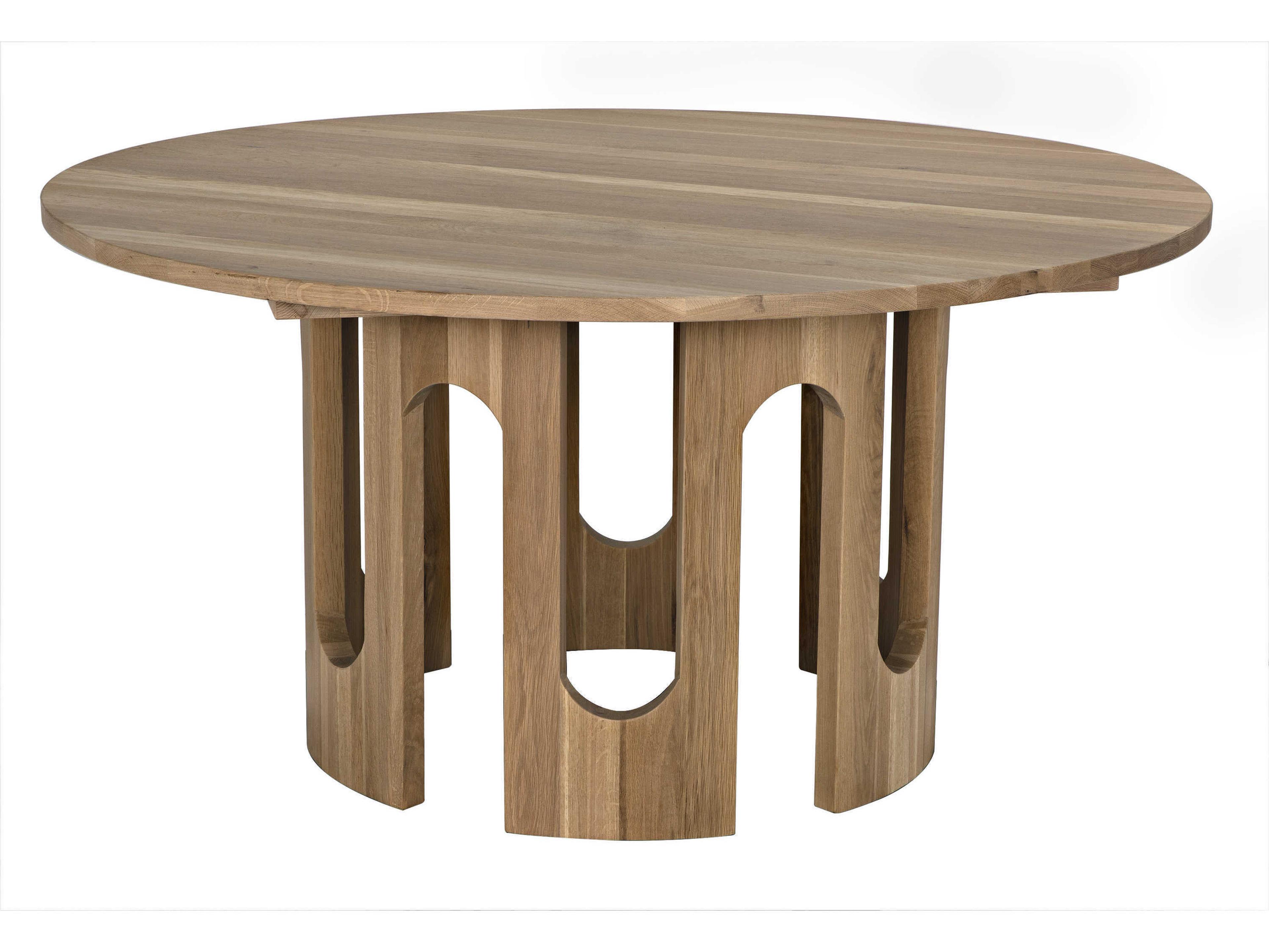 Kirill Round Wood Clear Flat Dining Table