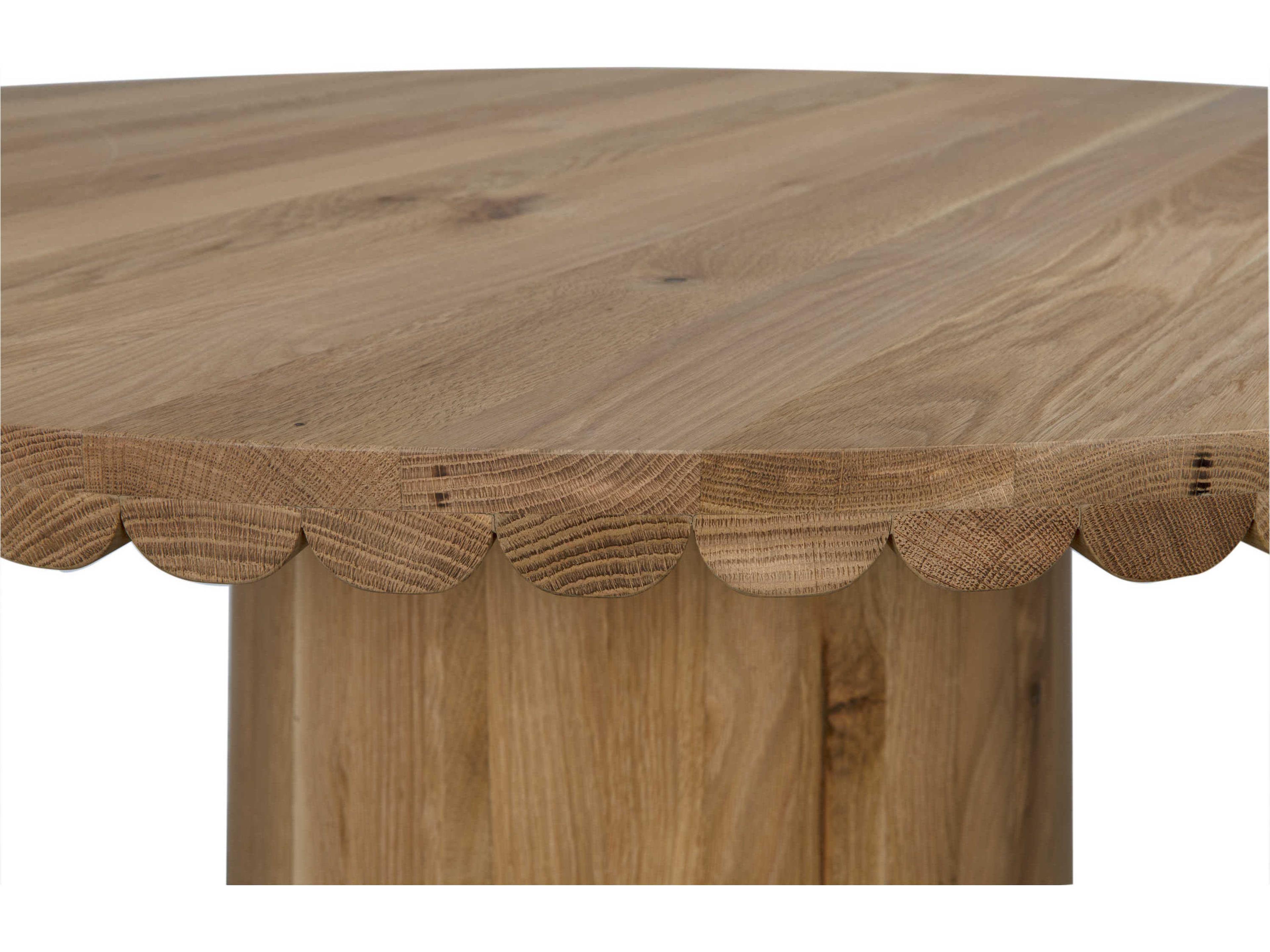 Noir Lane Round Wood Clear Flat Dining Table