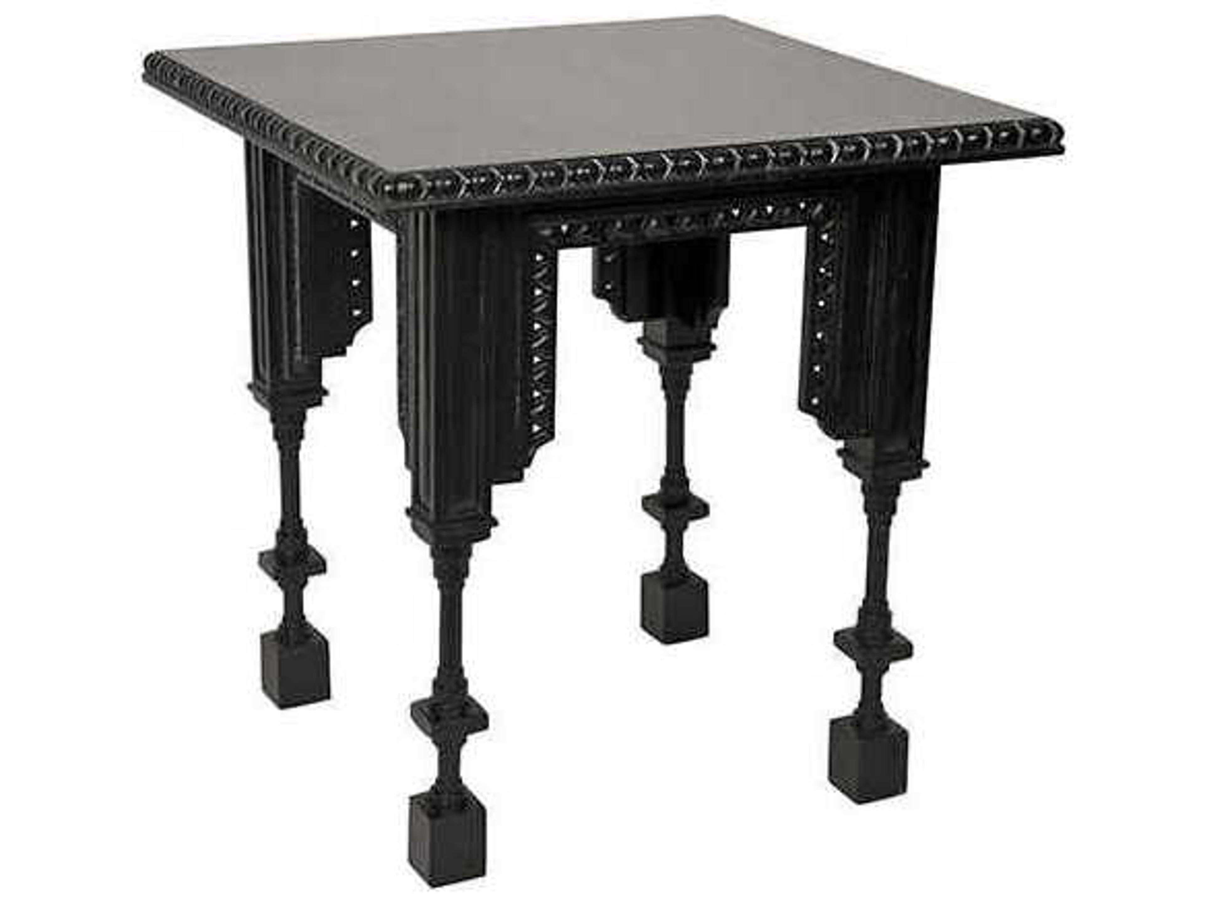 Noir Luxor Square Wood Hand Rubbed Black End Table